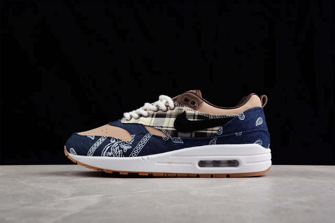 Nike Air Max 1 Denim Bandana Plaid Lifestyle Sneakers