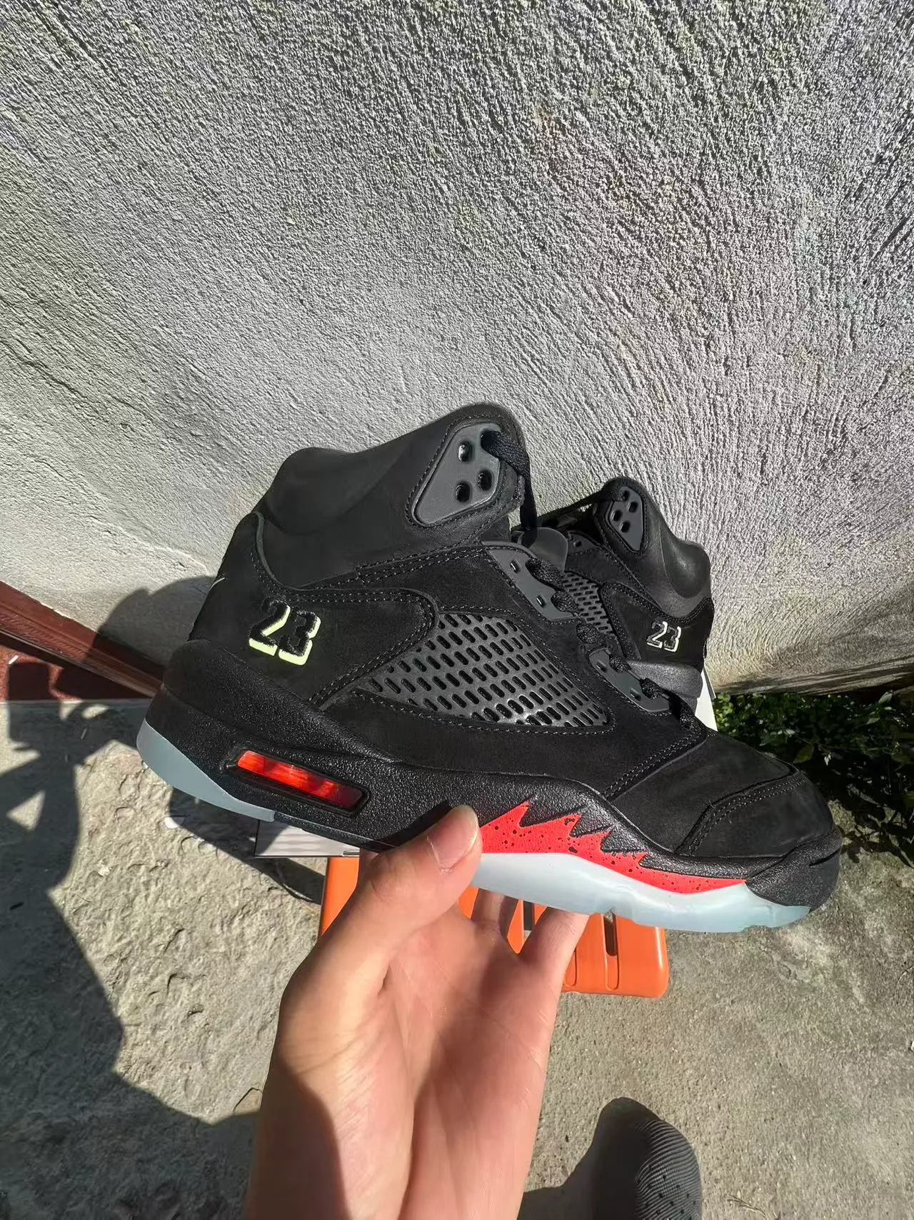 Air Jordan 5 Black Red Flame Basketball Shoes