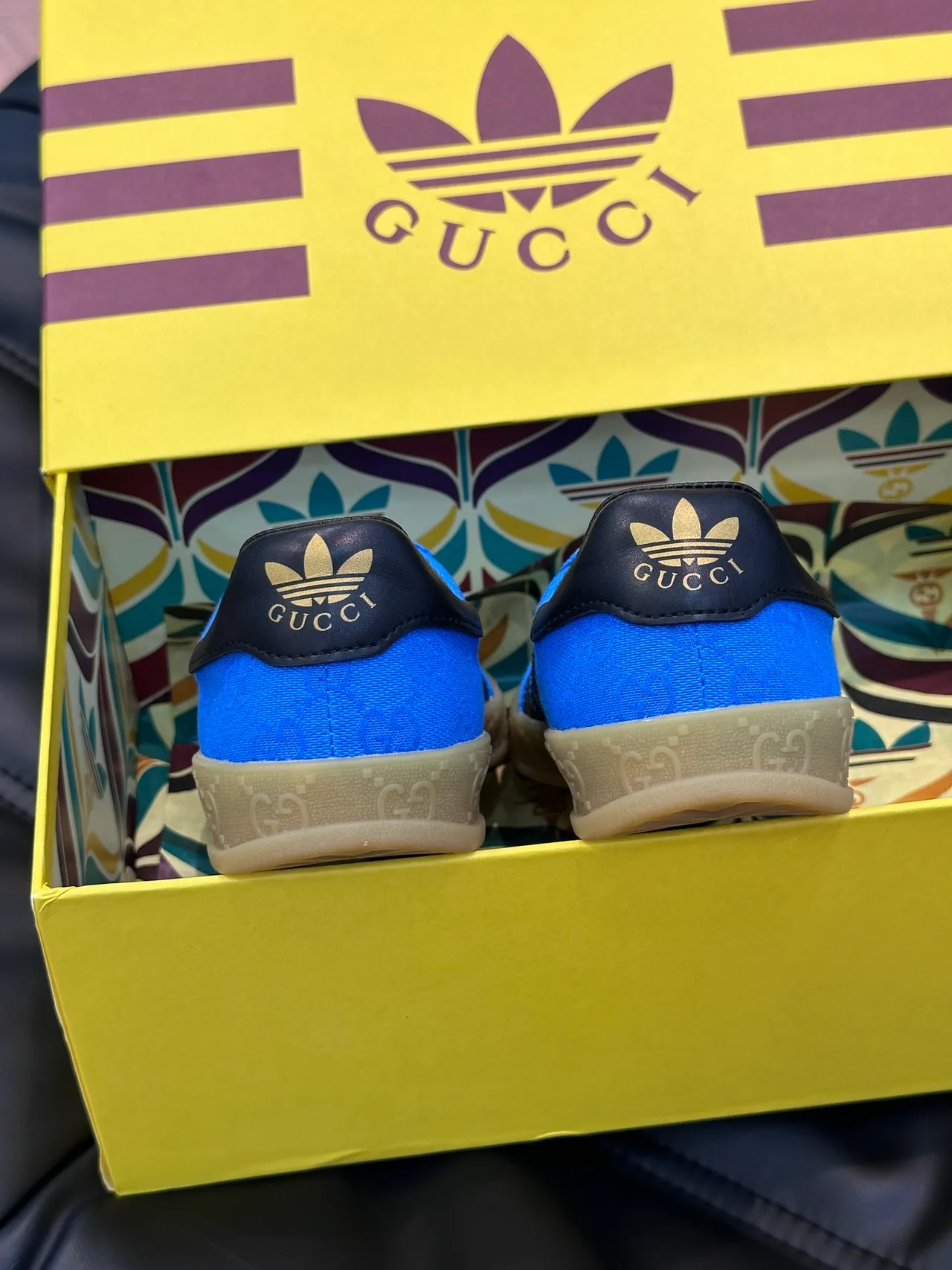 Adidas Gazelle Blue and Black Gucci Monogram Lifestyle Sneakers