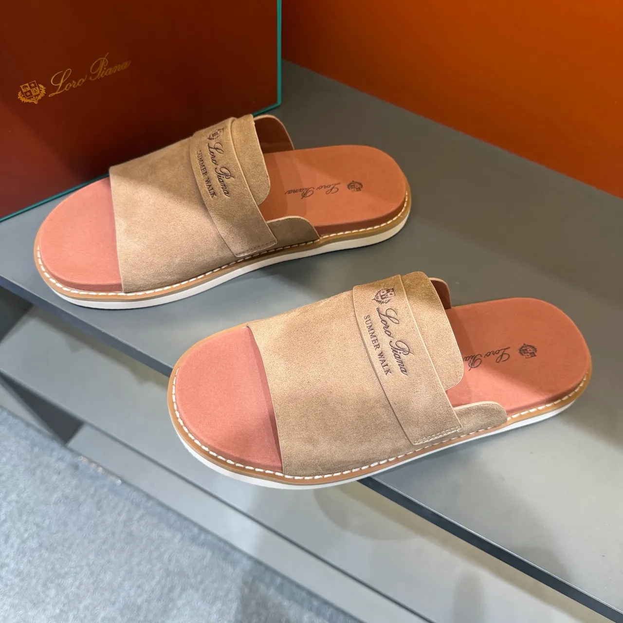 Loewe Summer Walk Suede Slide Slippers