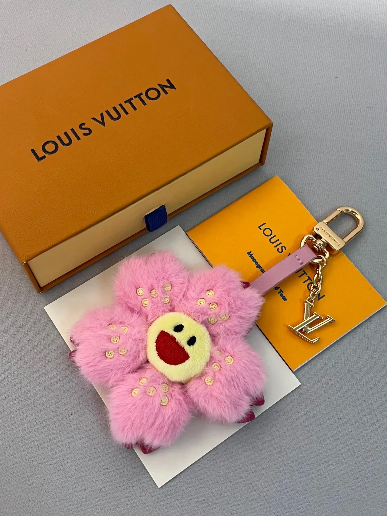 Louis Vuitton Monogram Flower Pink Yellow Plush Floral Embroidered Face Saddle Bag