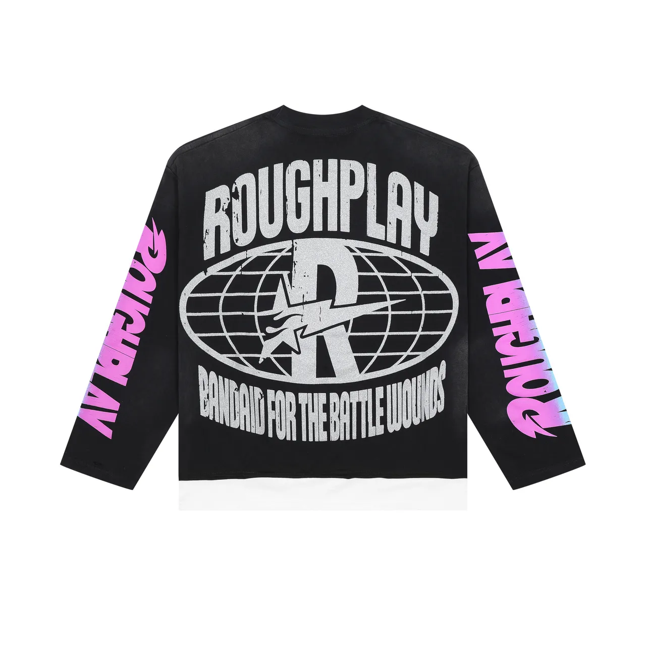 ROUGH Graphic-Print Cut-Hem Long-Sleeve Sweater