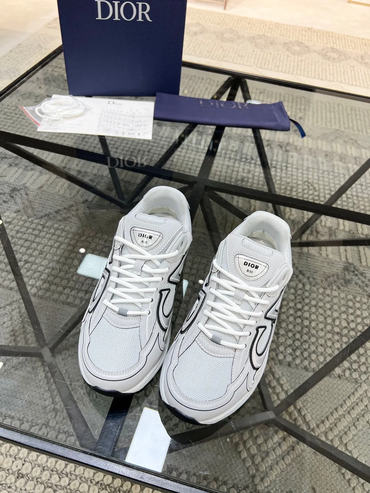 Dior B23 Gray and White Lifestyle Sneakers