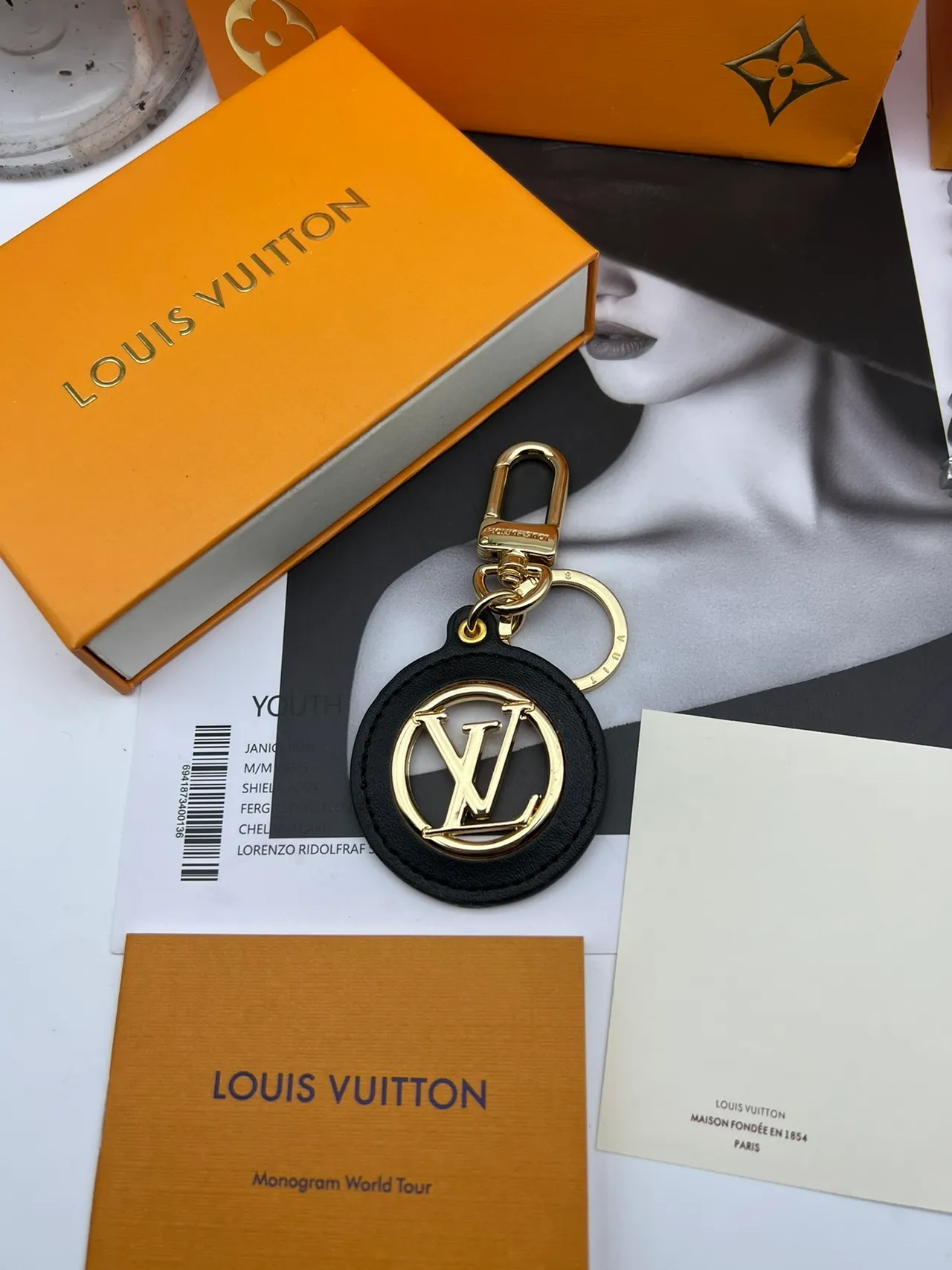 Louis Vuitton Circle Key Holder Red Gold Circular Leather Monogram Handbag
