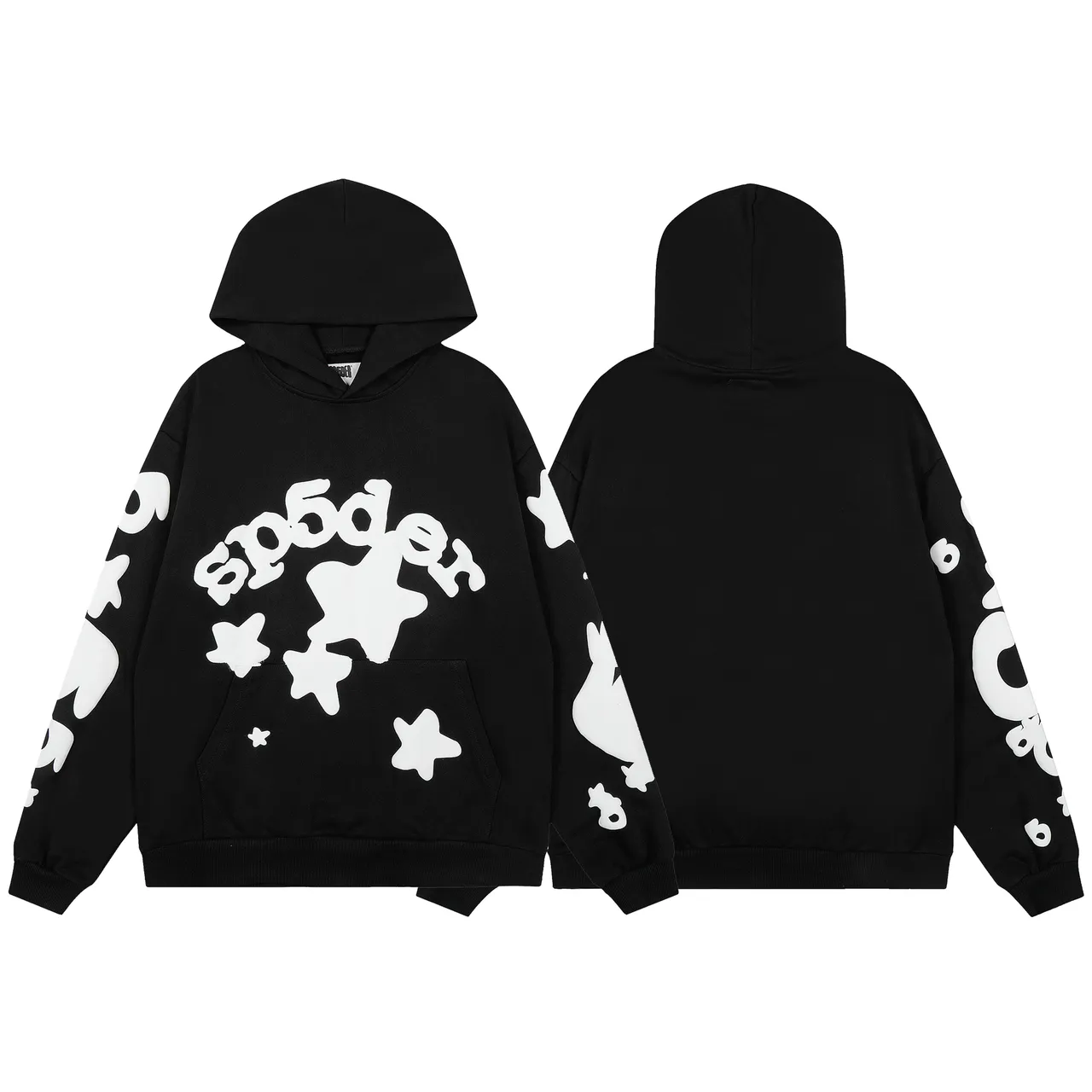Black Graphic-Print Oversized Hoodie and Jogger Tracksuit