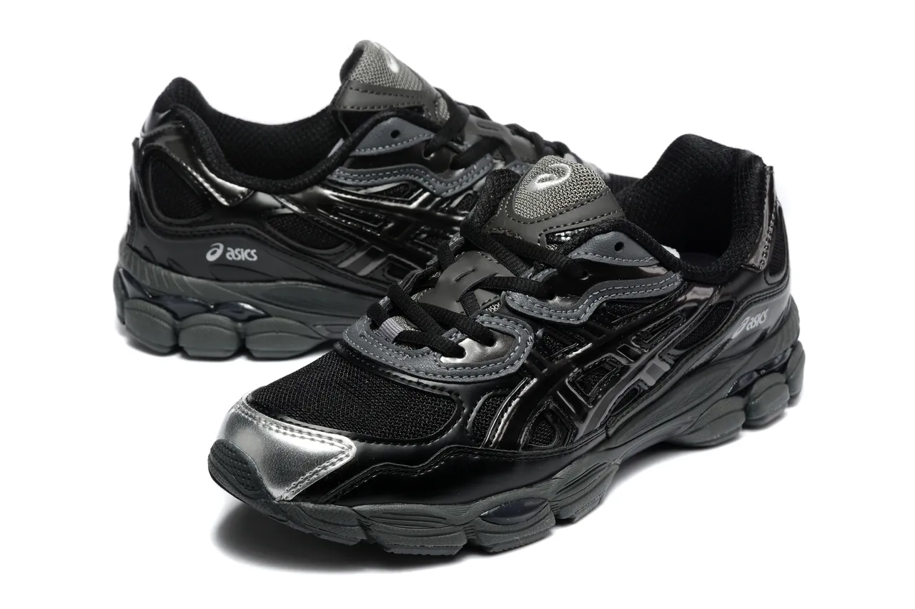 ASICS Black Silver Mesh And Synthetic Upper Sculpted Multi-Density Midsole Running Shoes
