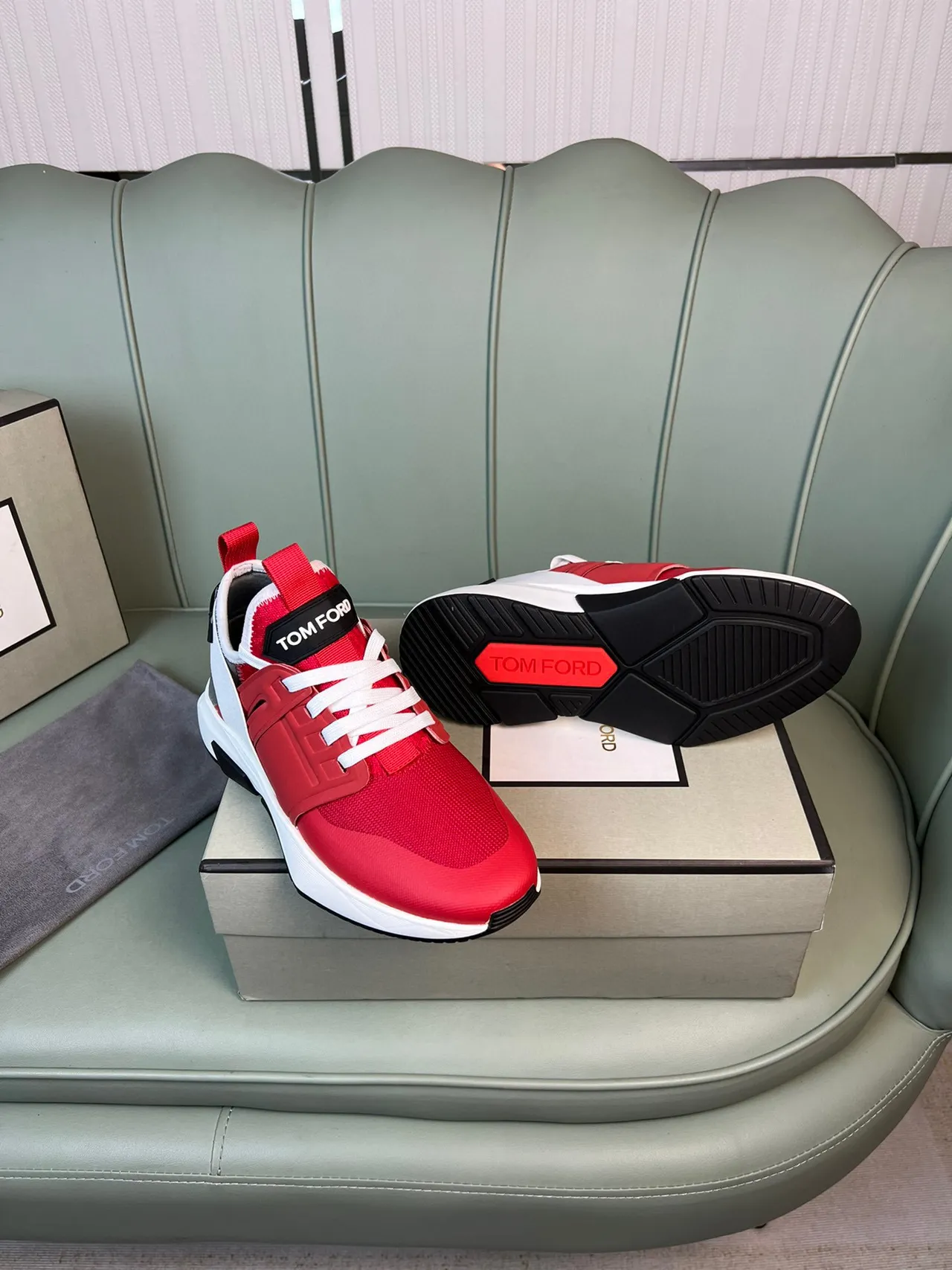 Tom Ford Red and White Lifestyle Sneaker