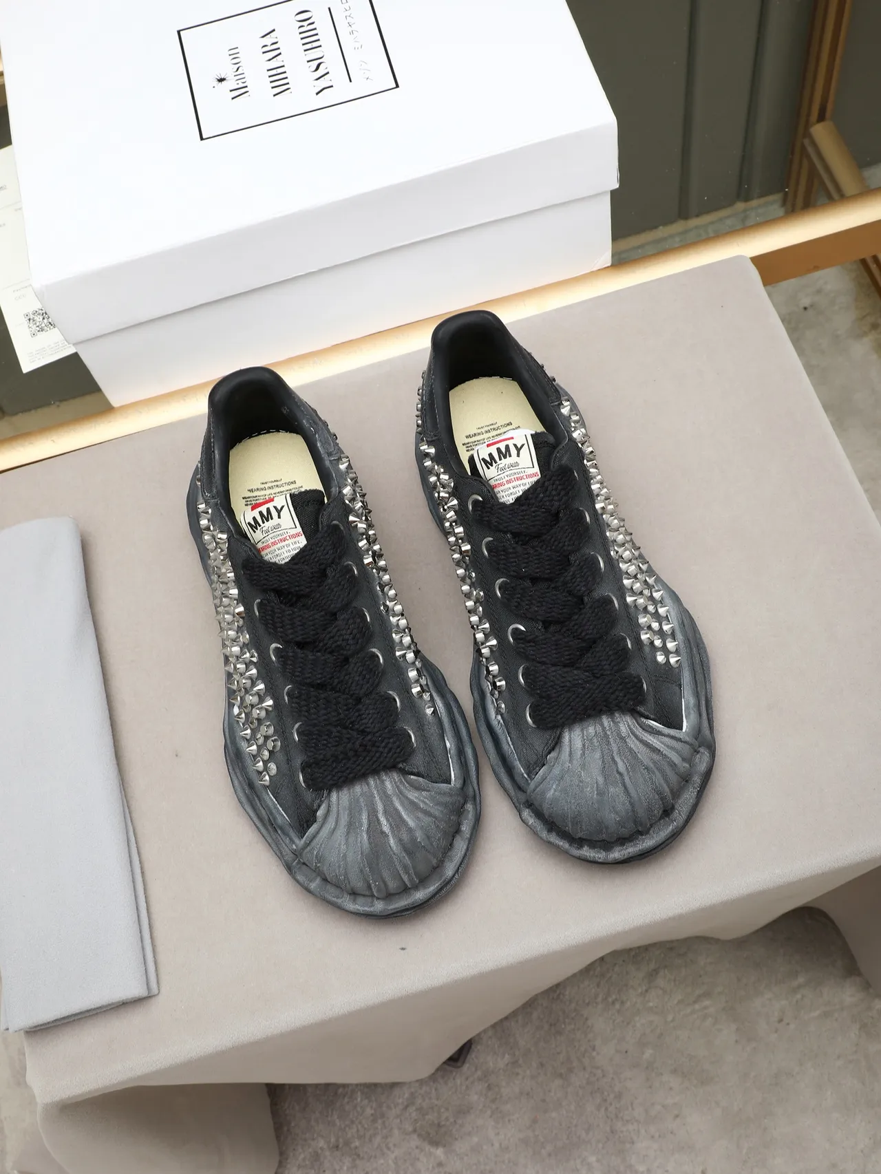 Maison Margiela MM6 Black Gray Studded Deconstructed Lifestyle Sneakers