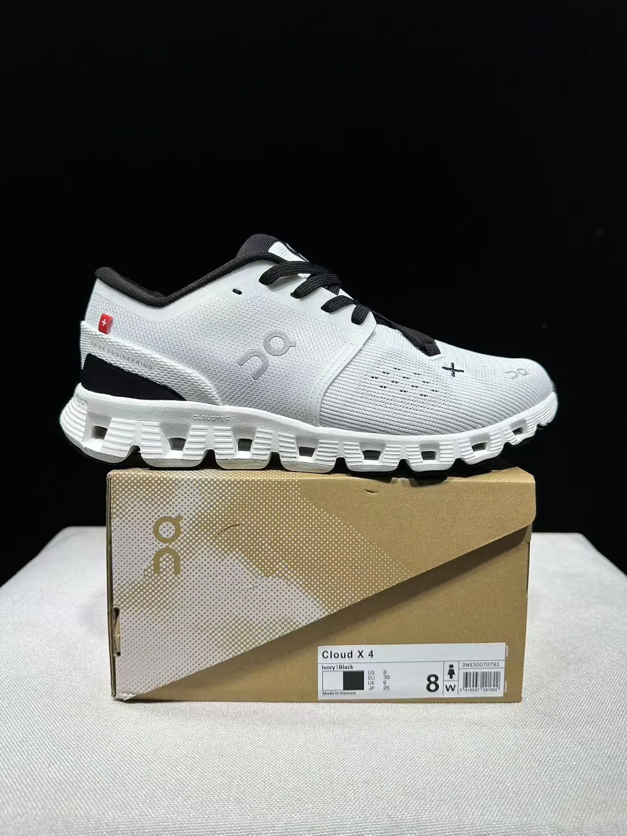 On Cloudmonster White Black Running Shoes