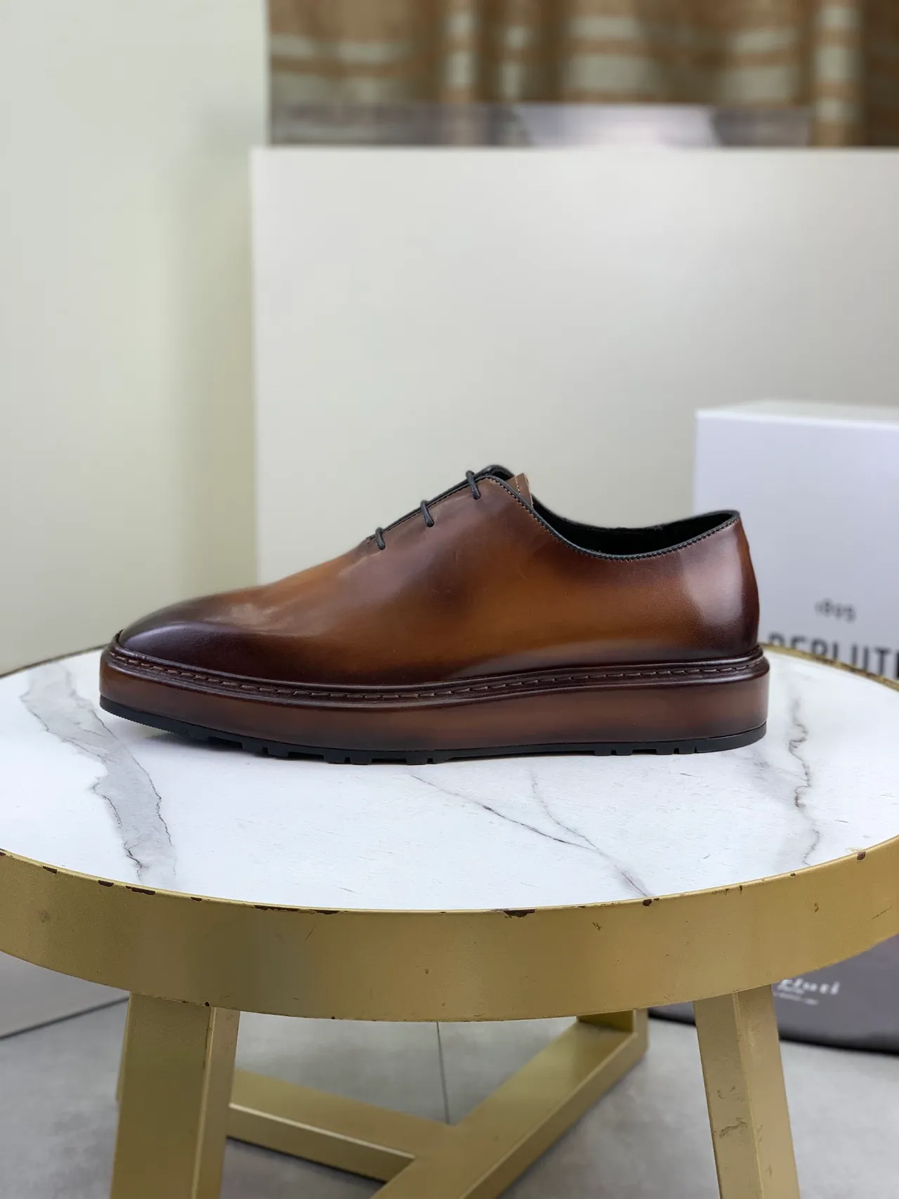 Berluti Brown Polished Leather Oxford Shoes
