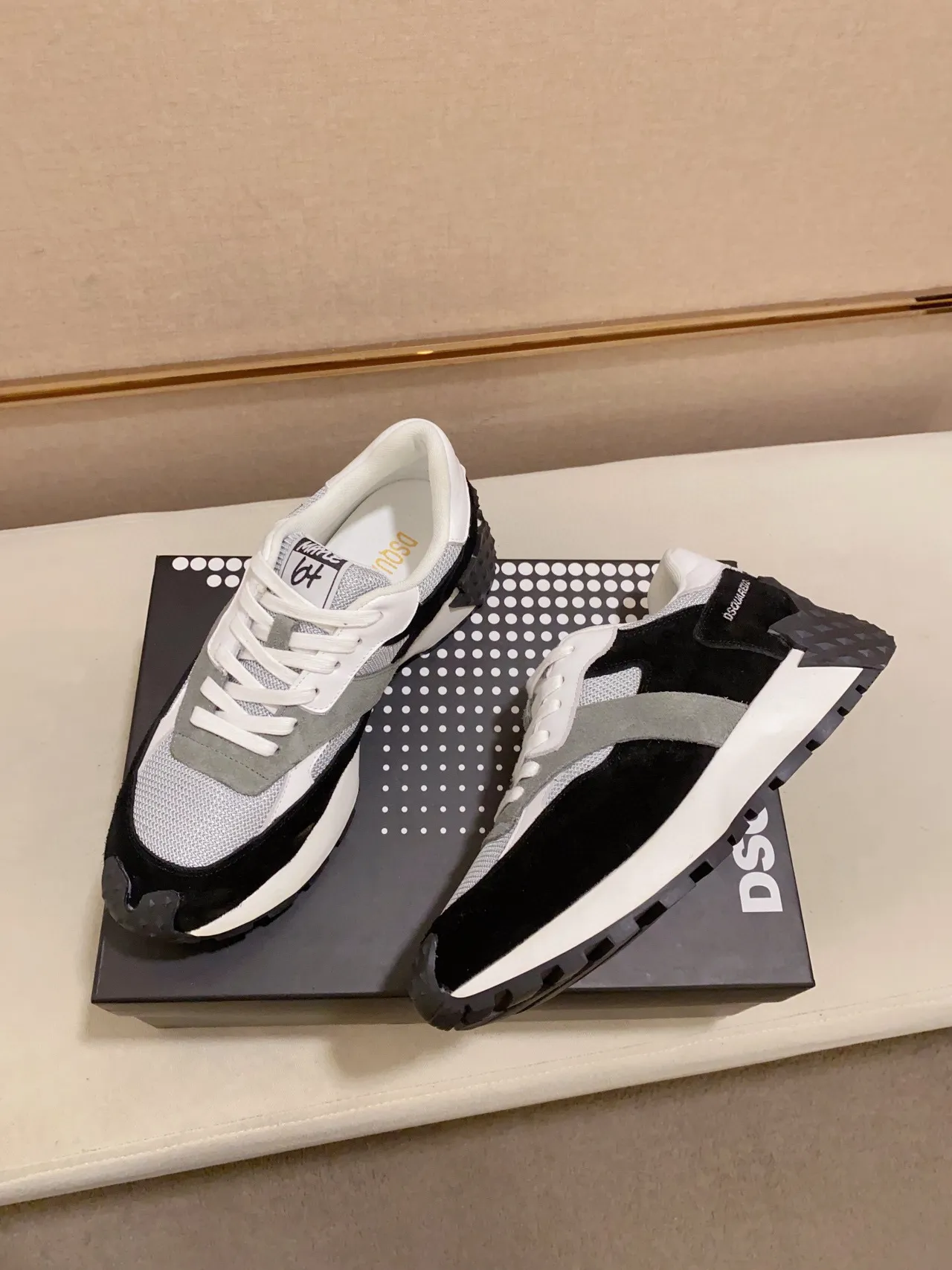 Dsquared2 ICON Black Gray White Layered Chunky Sneakers