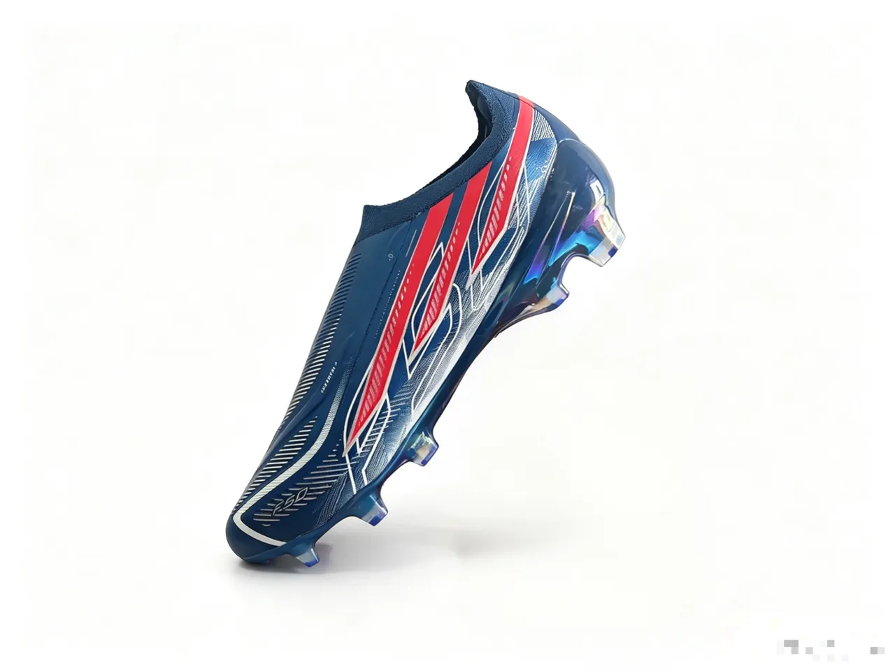 Puma Blue Red Low-Cut Sock-Fit Upper Iridescent Thermoplastic Outsole Firm-Ground Soccer Shoes