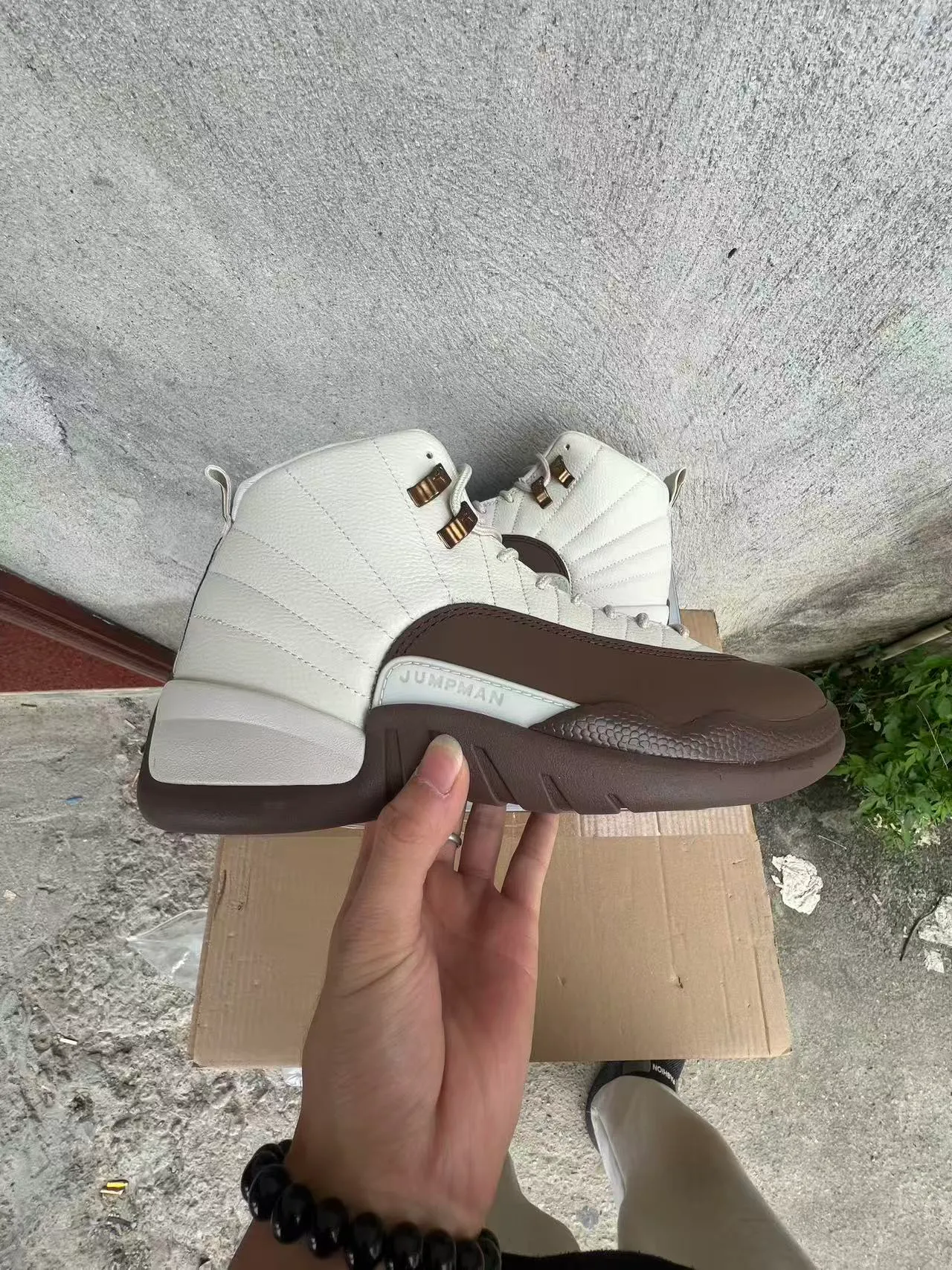 Air Jordan 12 White Brown Quilted Leather Basketball Shoes