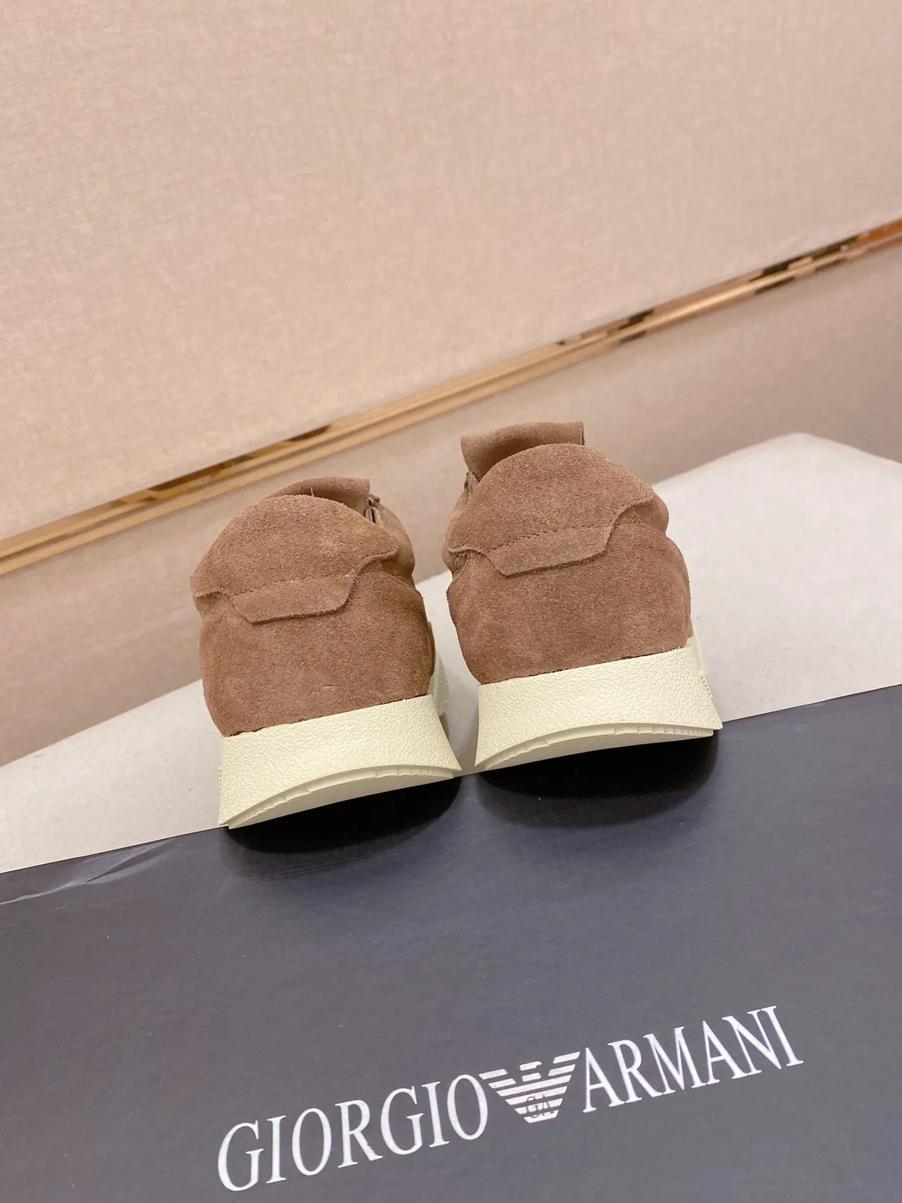 Emporio Armani Brown Suede Low-Top Lifestyle Sneakers
