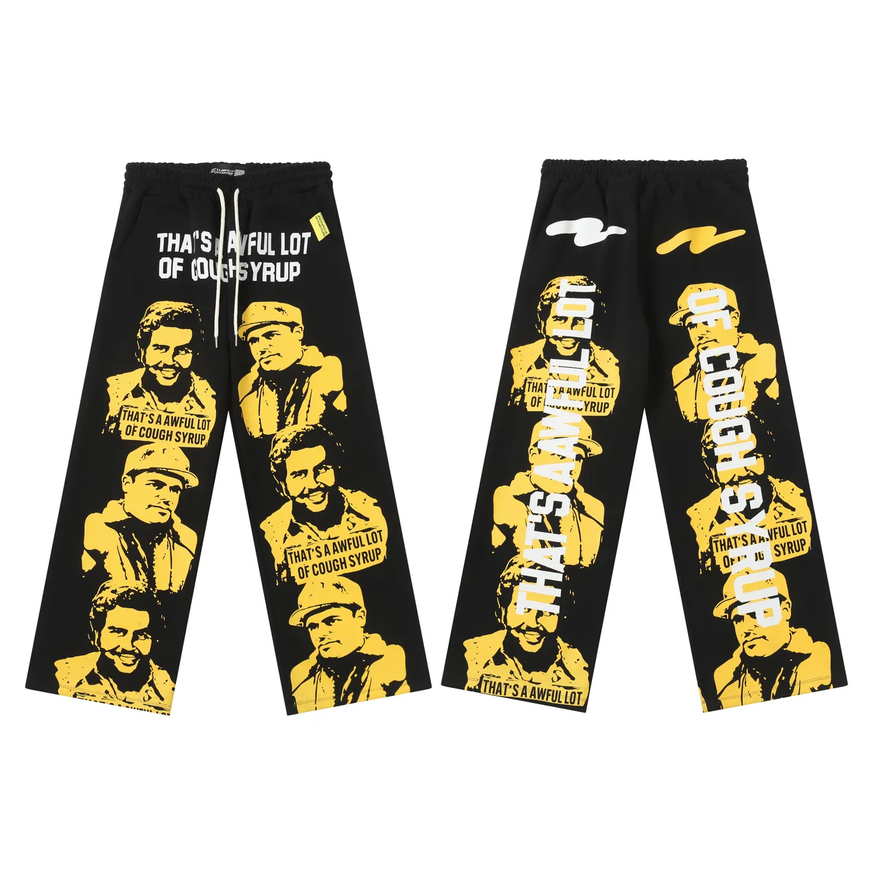 Black and Yellow Graphic Print Hoodie and Sweatpants Tracksuit