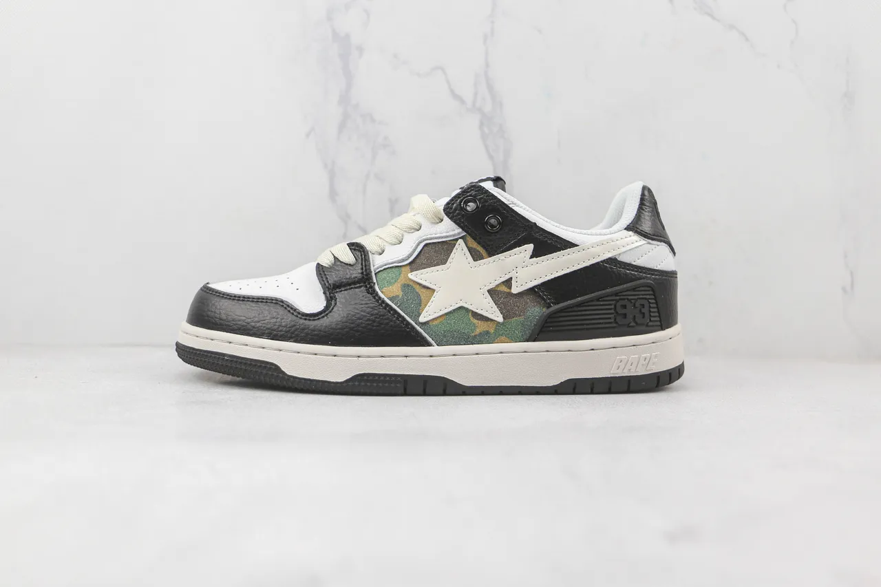 A Bathing Ape BAPE STA Black White Camo Lifestyle Sneakers