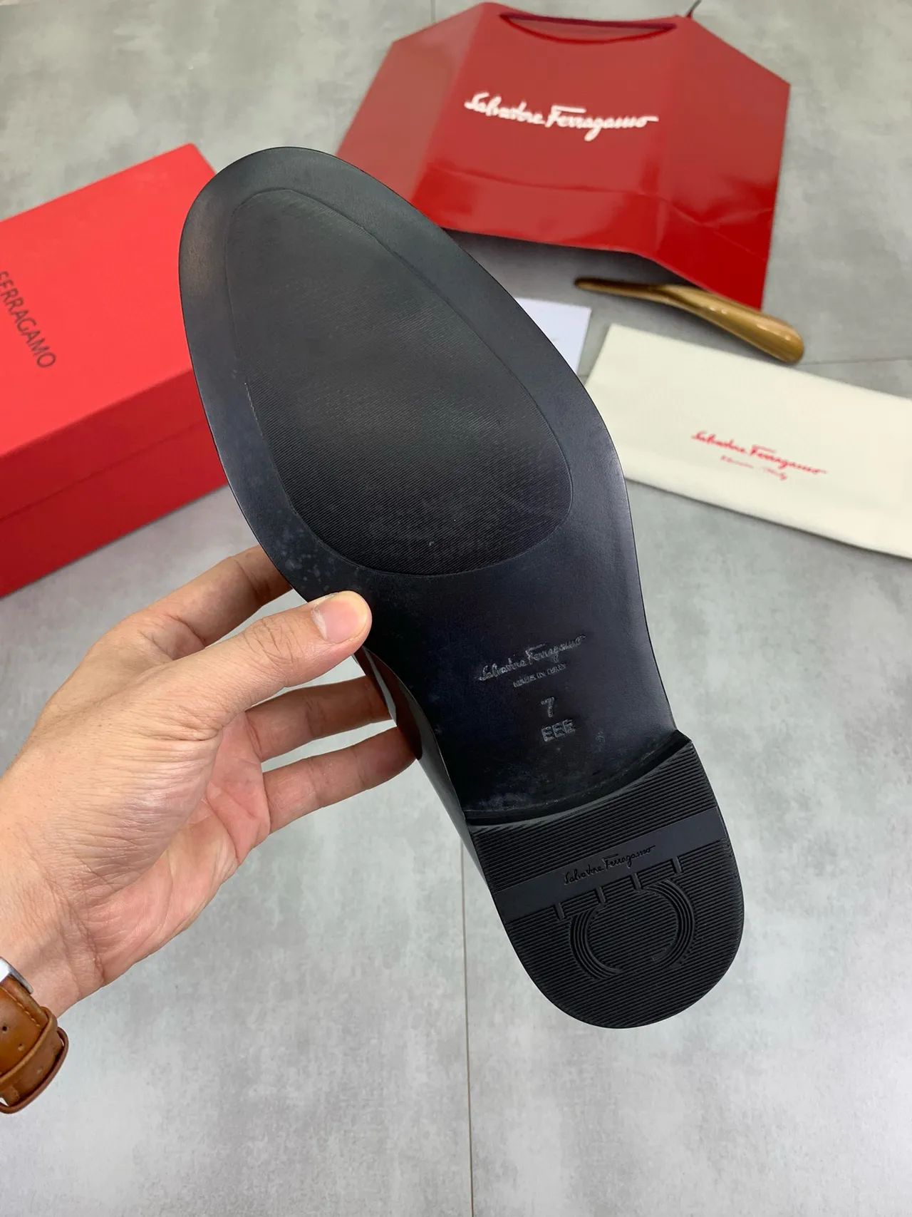 Salvatore Ferragamo Gancini Loafer Black Patent Leather Loafers