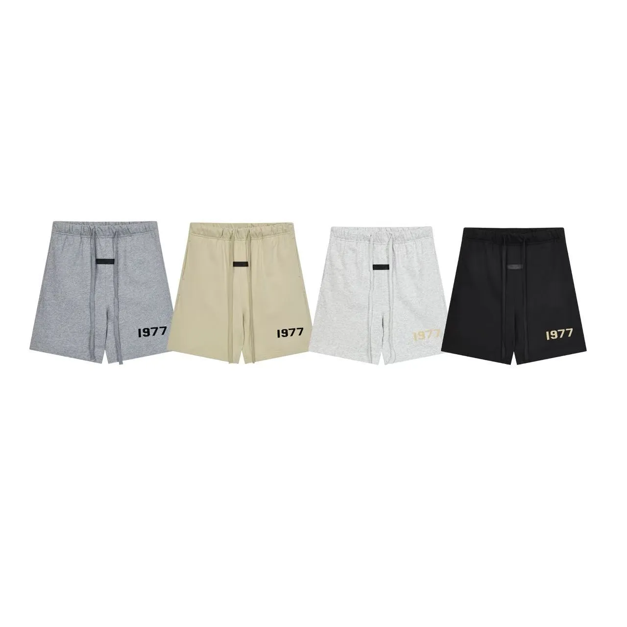 Gray Black Drawstring Waist Side-Printed Numeric Logo Shorts