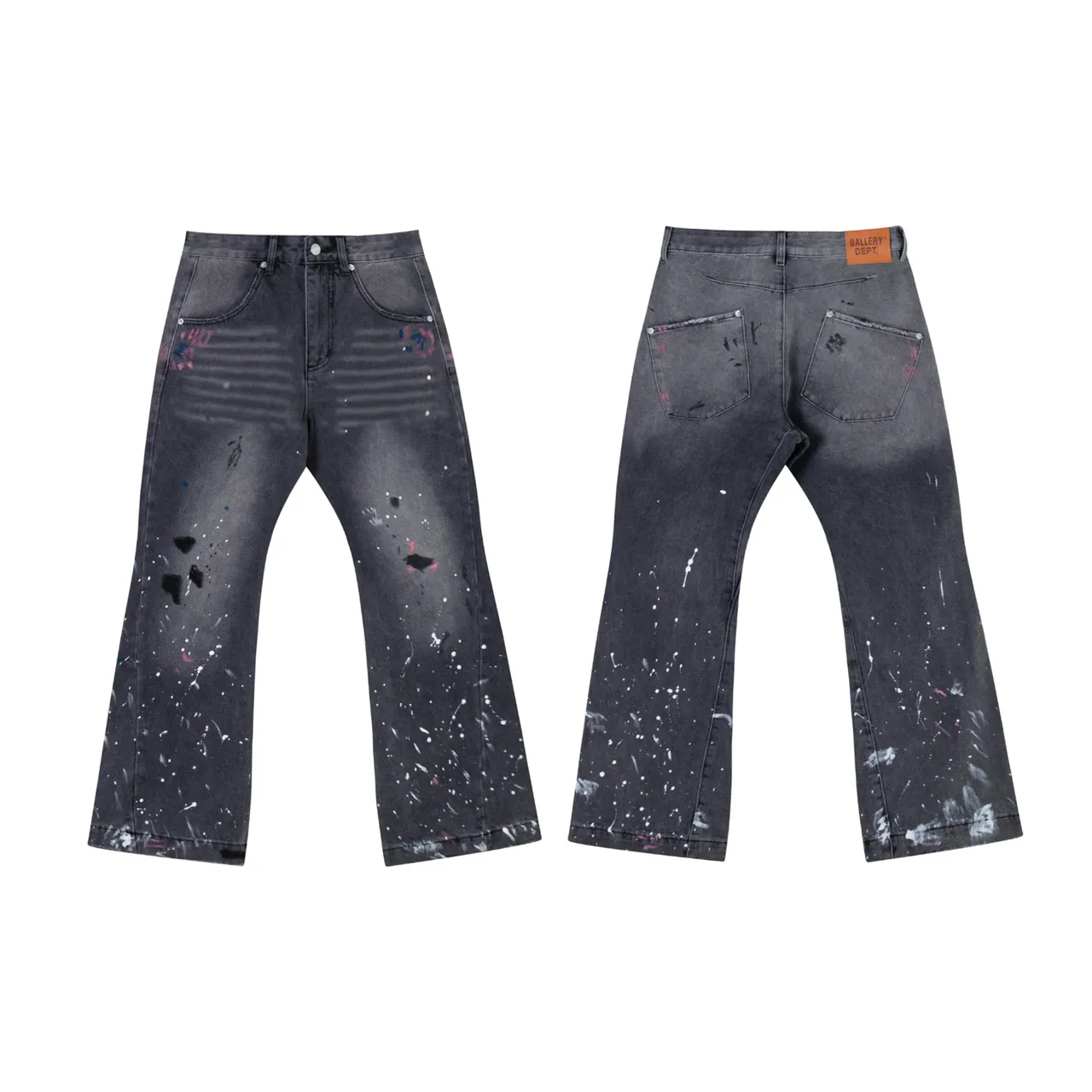 Gallery Dept Paint-Splatter Distressed Flared Jeans