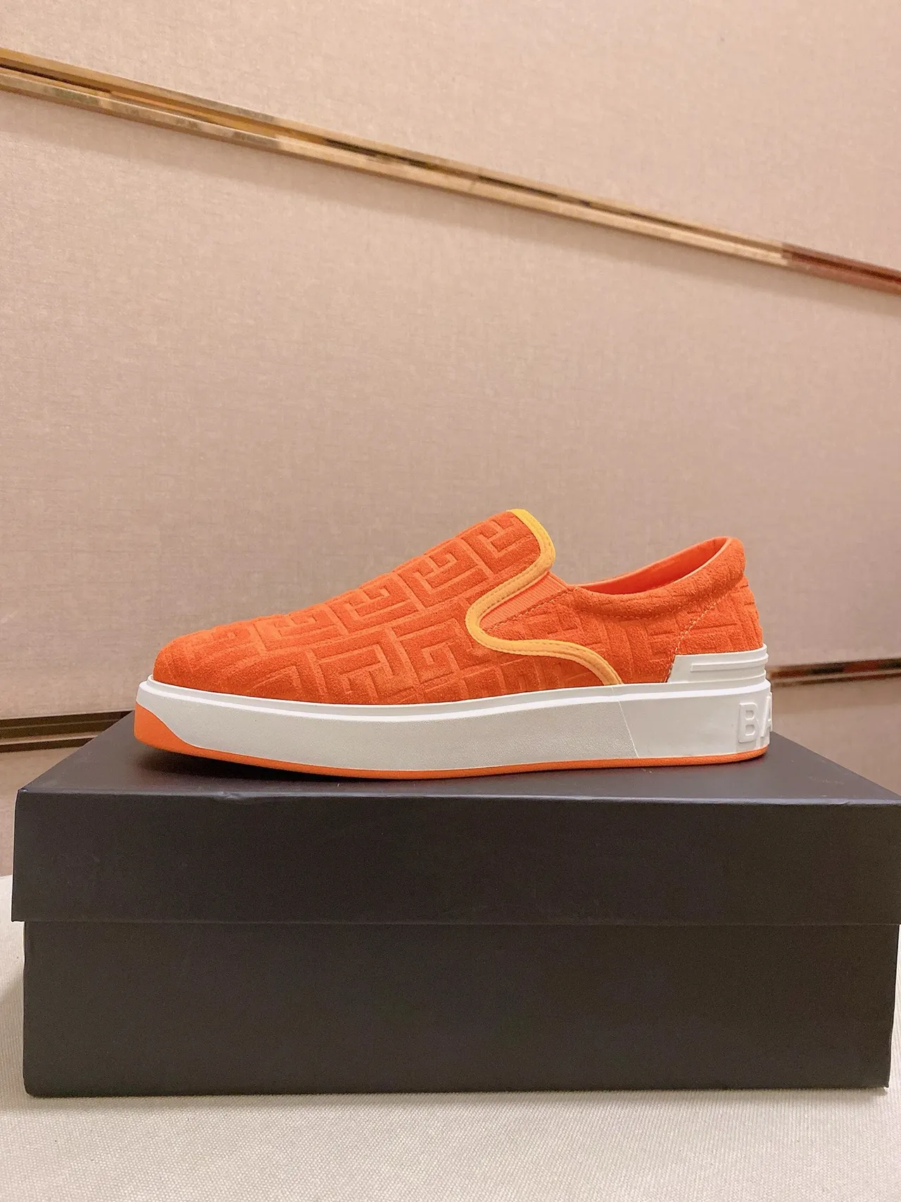 Balenciaga Speed Trainer Orange Embossed Monogram Slip-On Lifestyle Sneakers