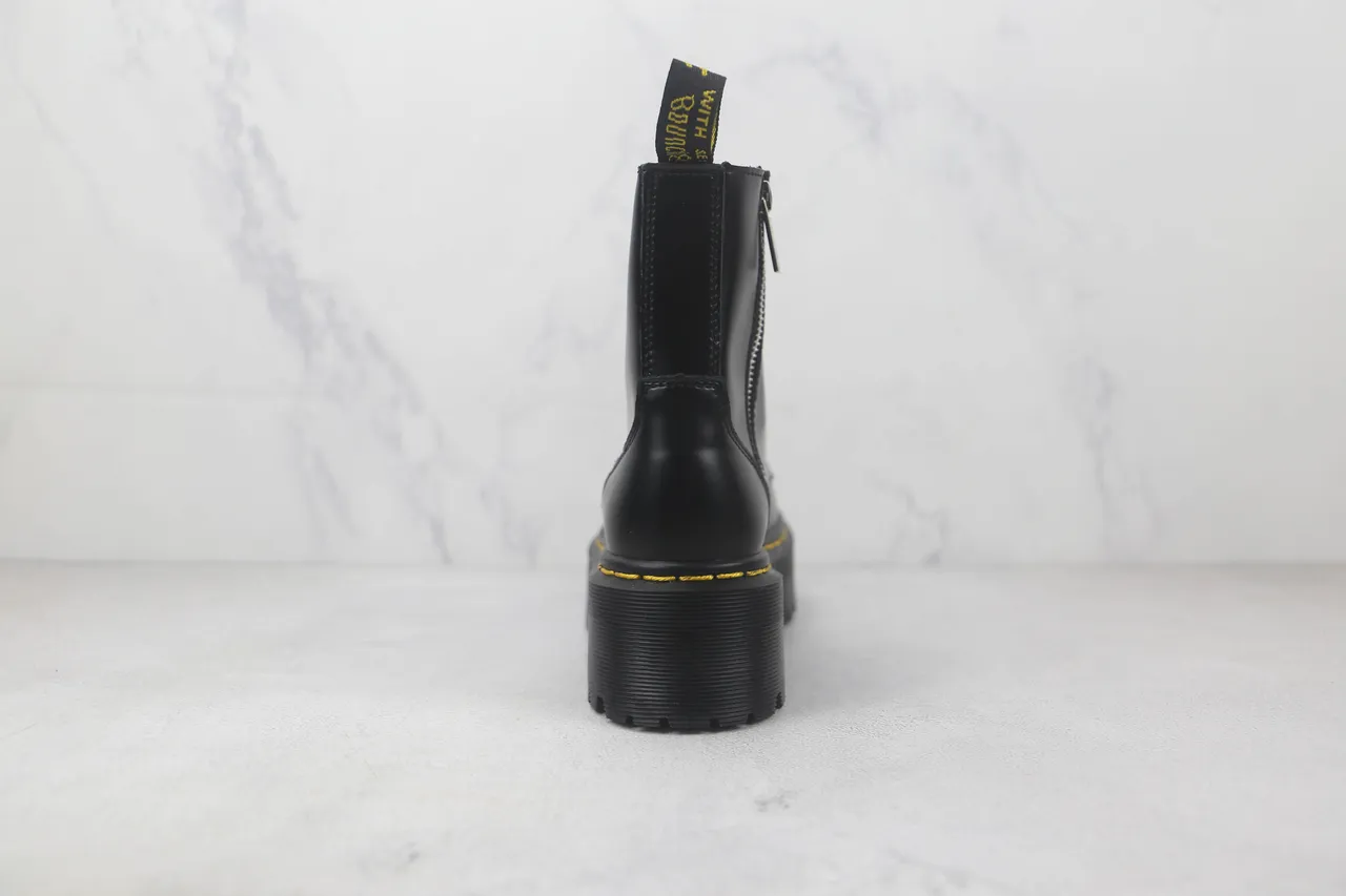 Dr. Martens Jadon Black Yellow Platform Sole Smooth Leather Martin Boots