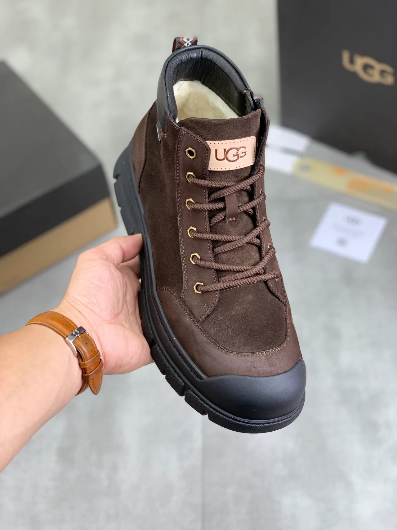UGG Brown Suede Lace-Up Work Boot