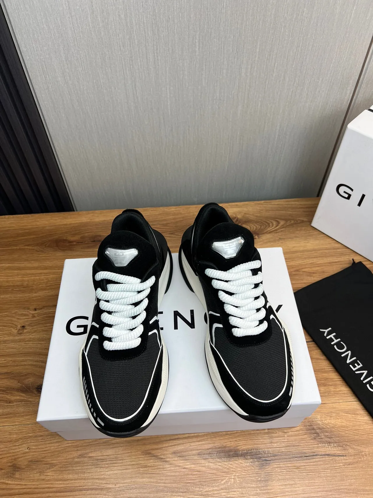 Givenchy Black White Sole Mesh Upper Chunky Sneakers