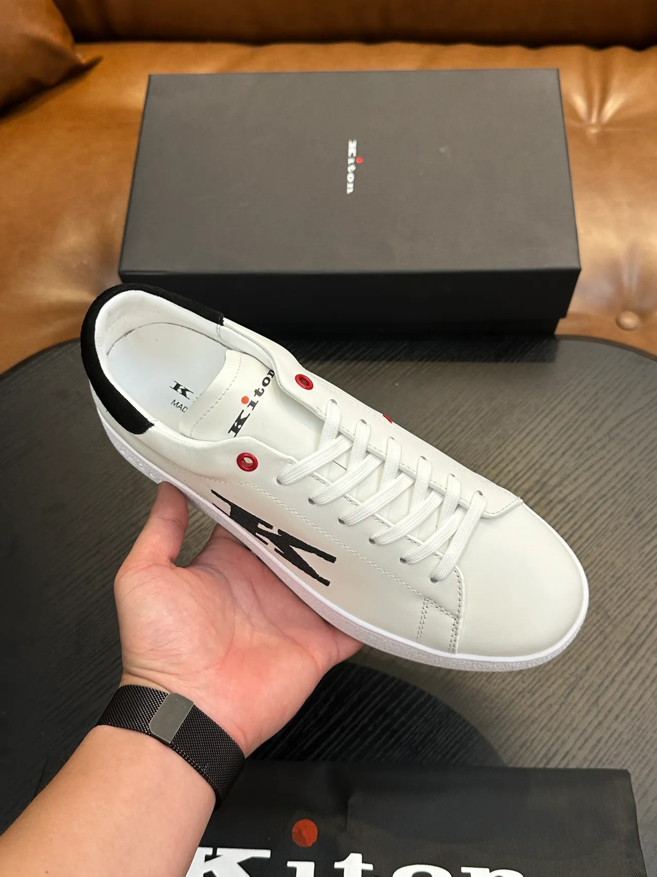 Kith Originals White Black Oversized K Logo Lifestyle Sneakers