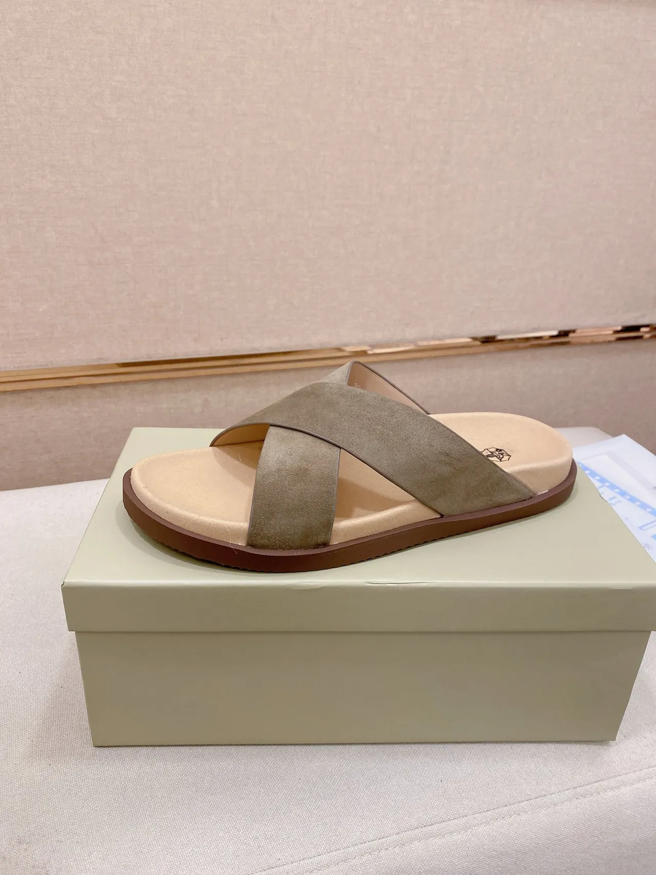 Brunello Cucinelli Crisscross Strap Flat Slide Casual Sandals