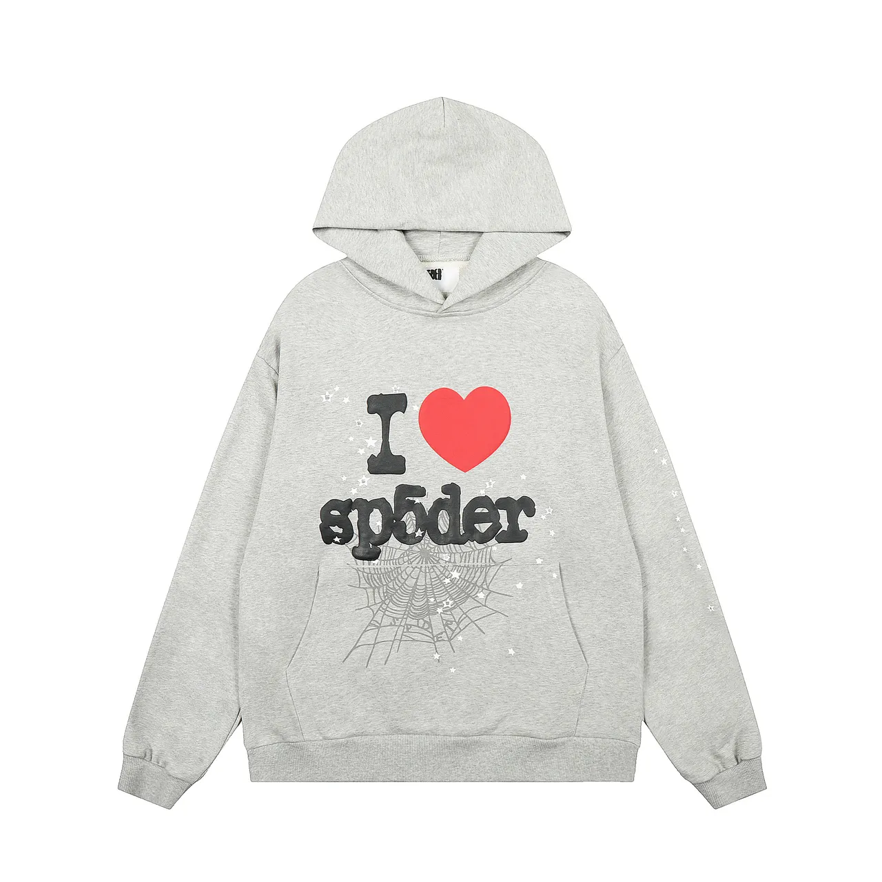Sp5der I Love Gray Black Graphic-Print Oversized-Fit Tracksuit