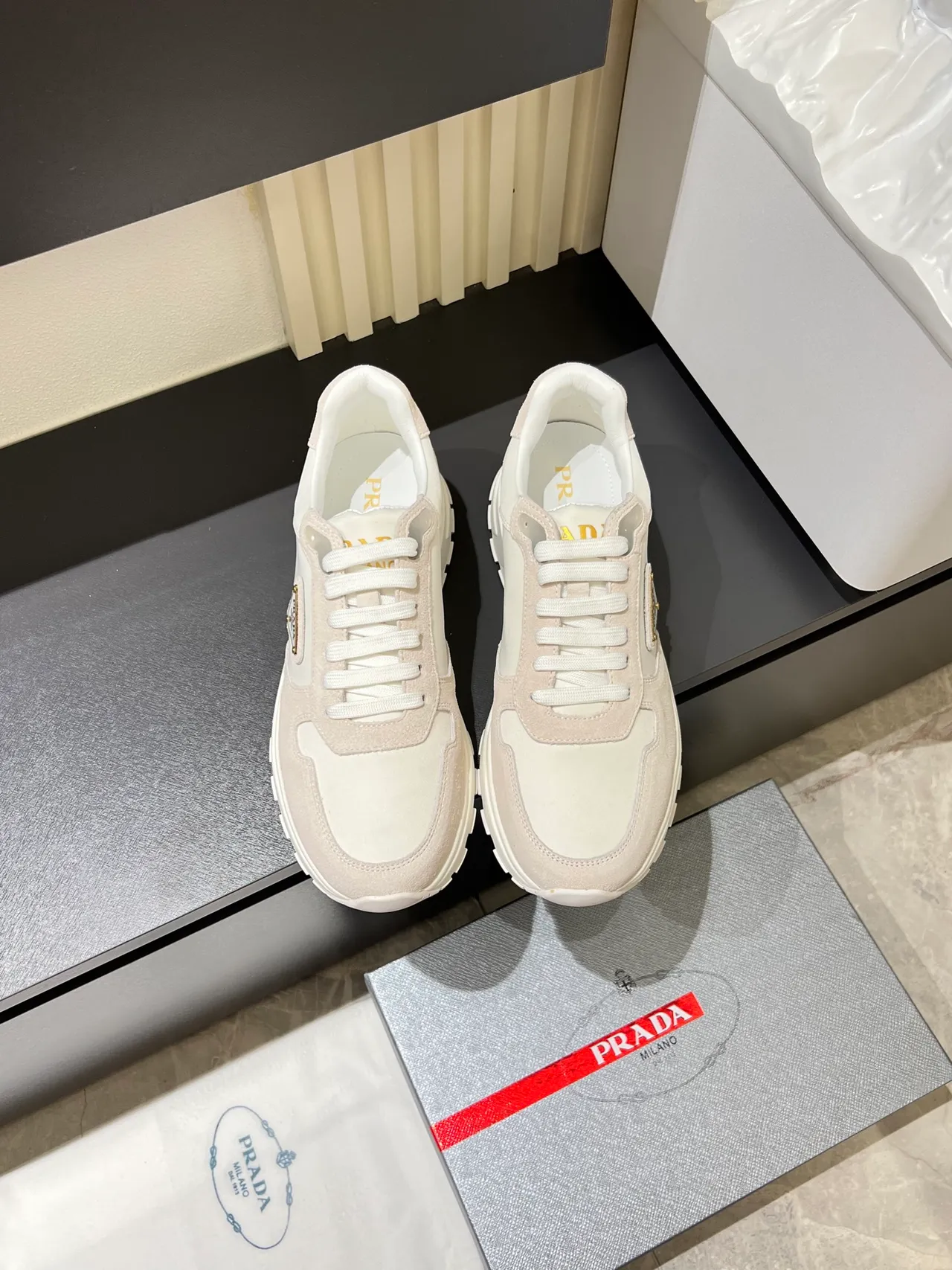 Prada Cloudbust Off-White and Beige Lifestyle Sneakers