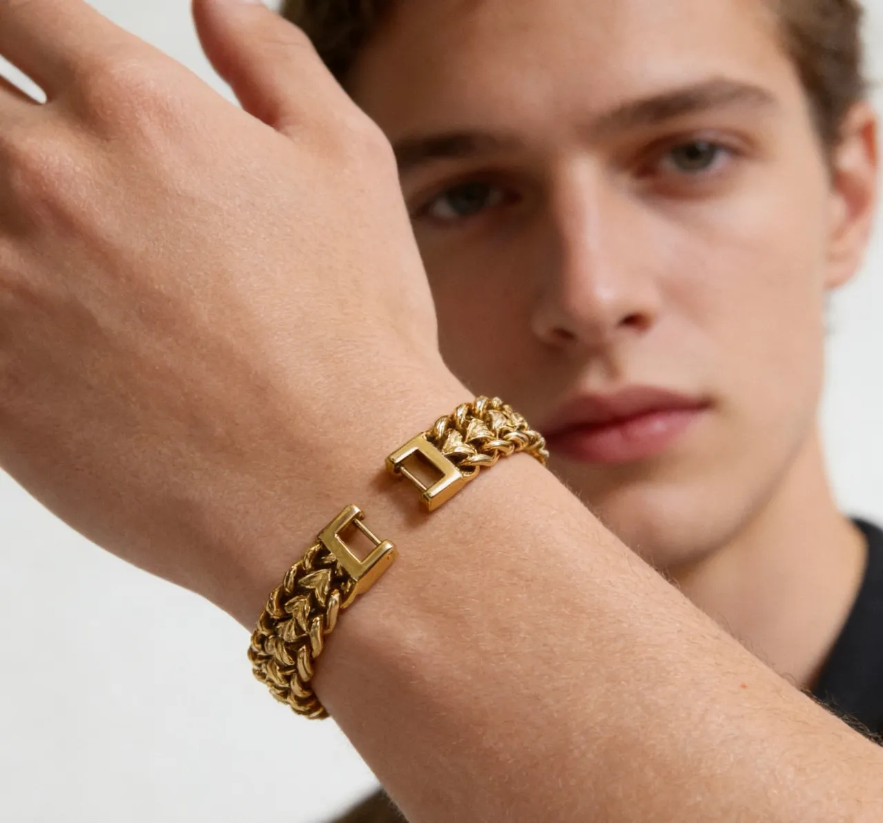 Gucci Braided Curb Chain Gold-Tone Bracelet