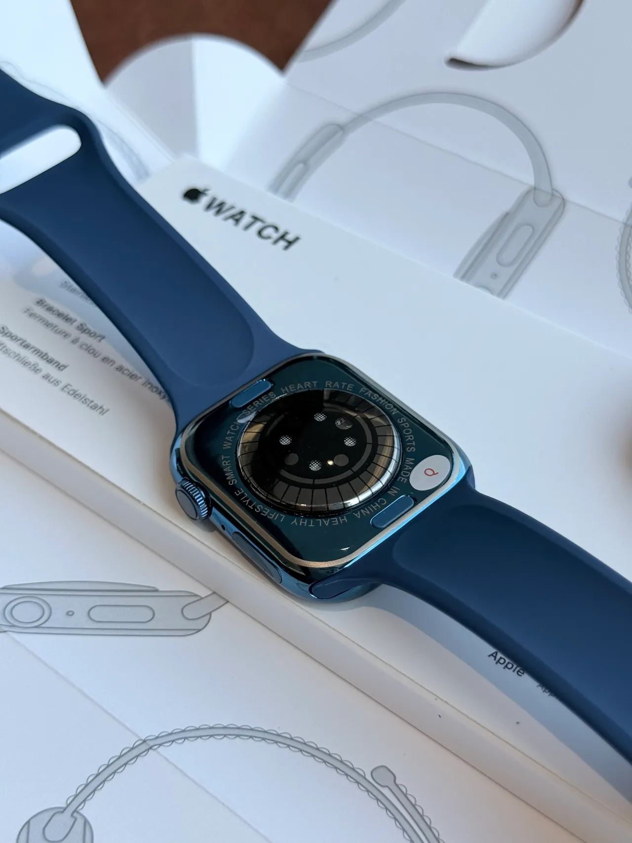 Apple Blue Black Square Case Flat Display Sports Watch