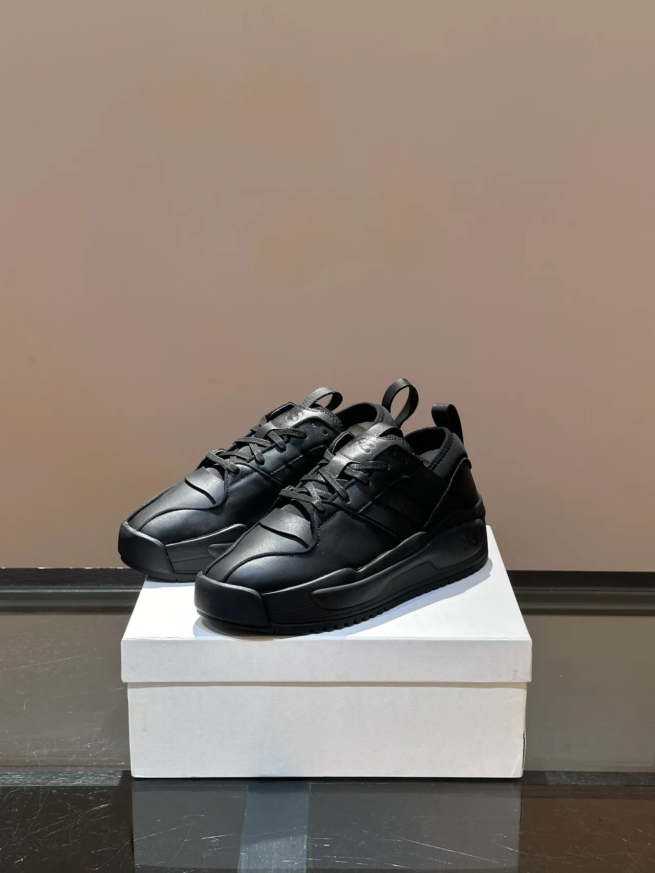 Y-3 Kaiwa Black Monochrome Deconstructed Upper Chunky Sneakers