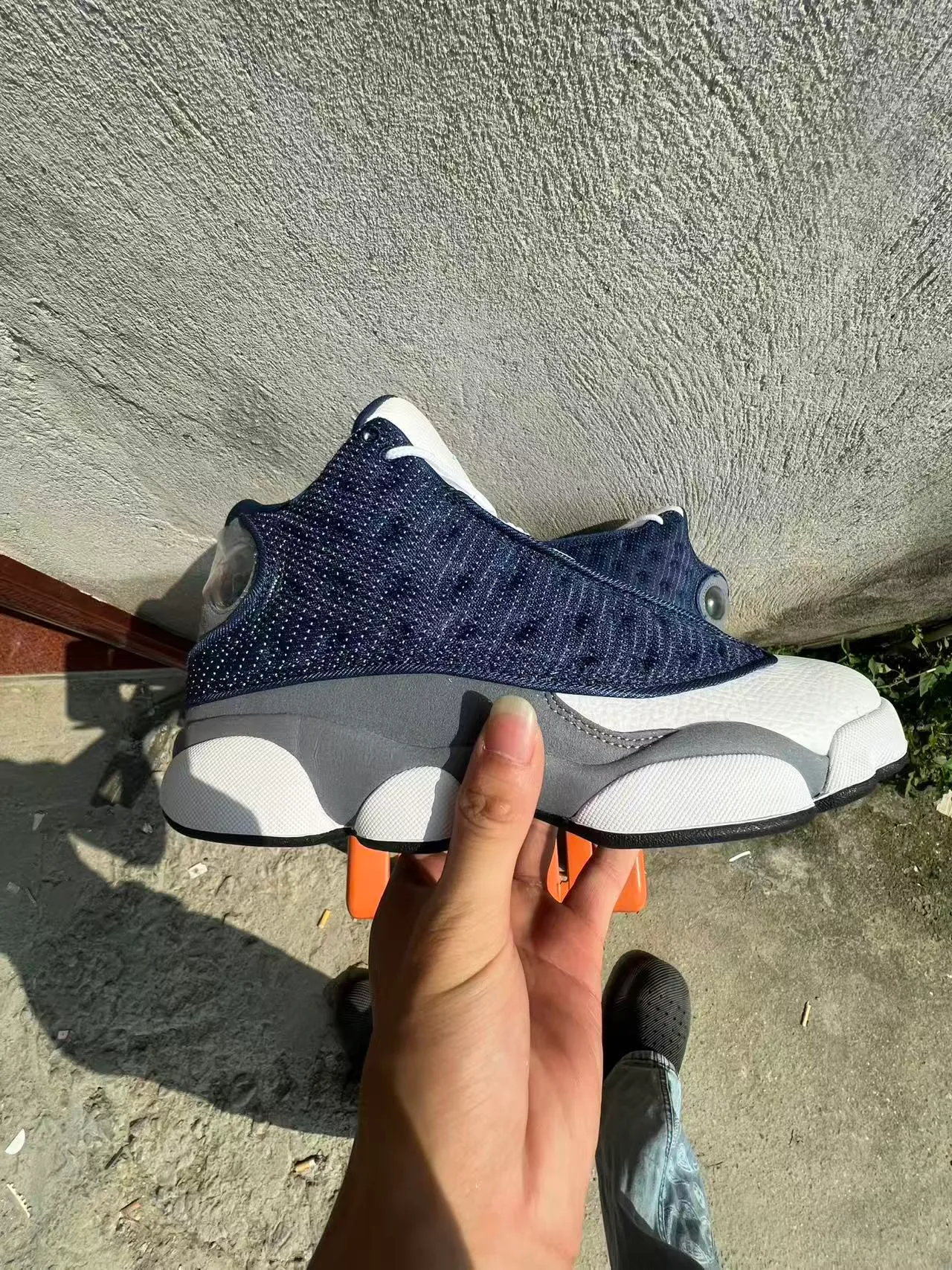 Nike Navy White Knit Upper High-Top Basketball Shoes