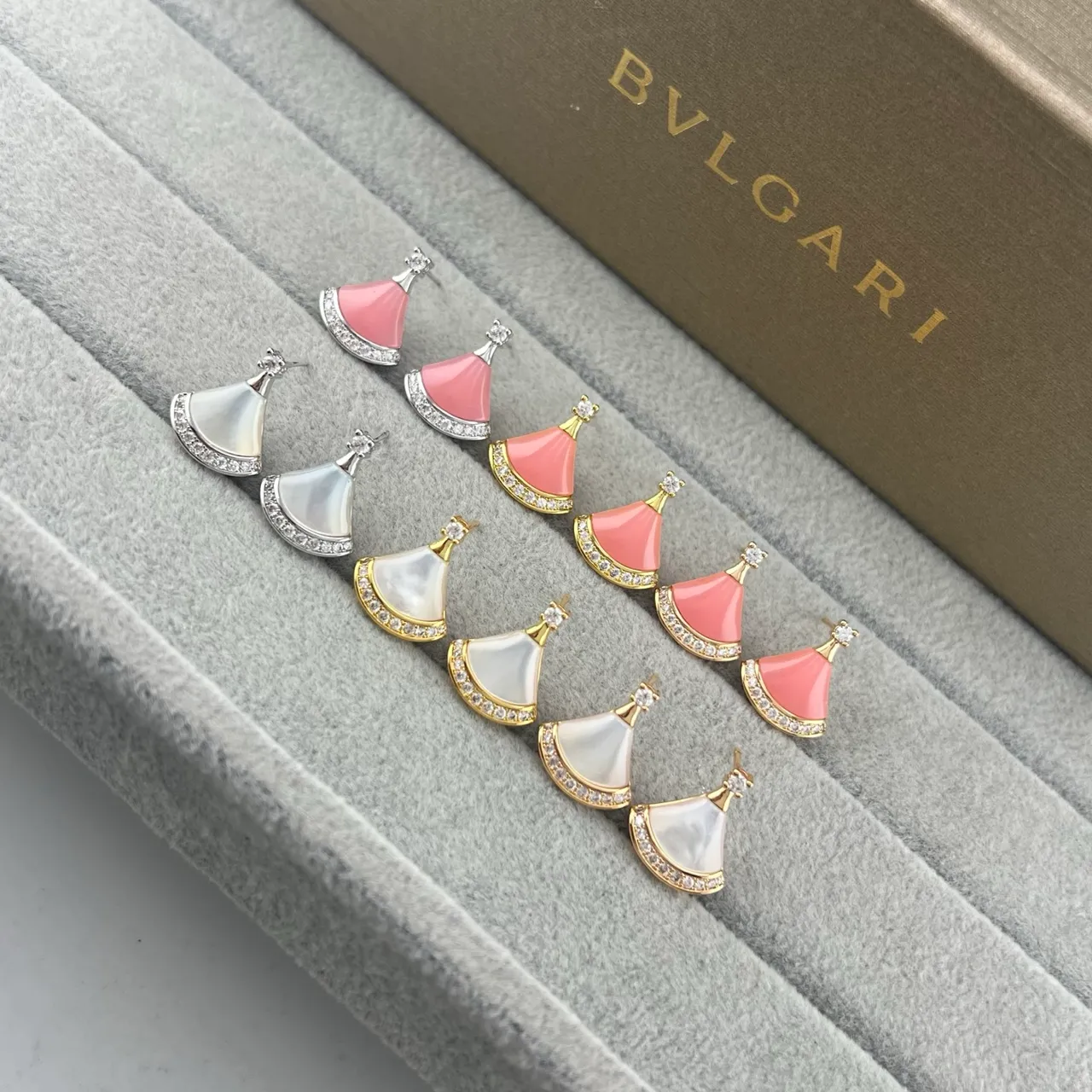 Bvlgari Divas’ Dream Fan-Shaped Enamel and Pavé Earrings
