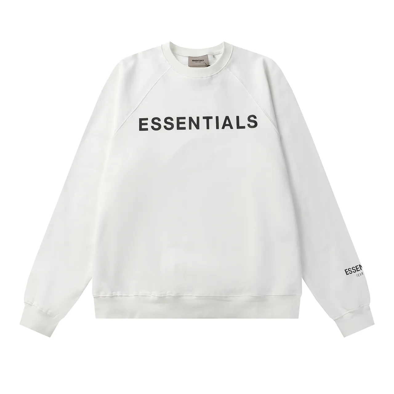 Fear of God Essentials Black Crewneck Raglan Sleeve Sweater