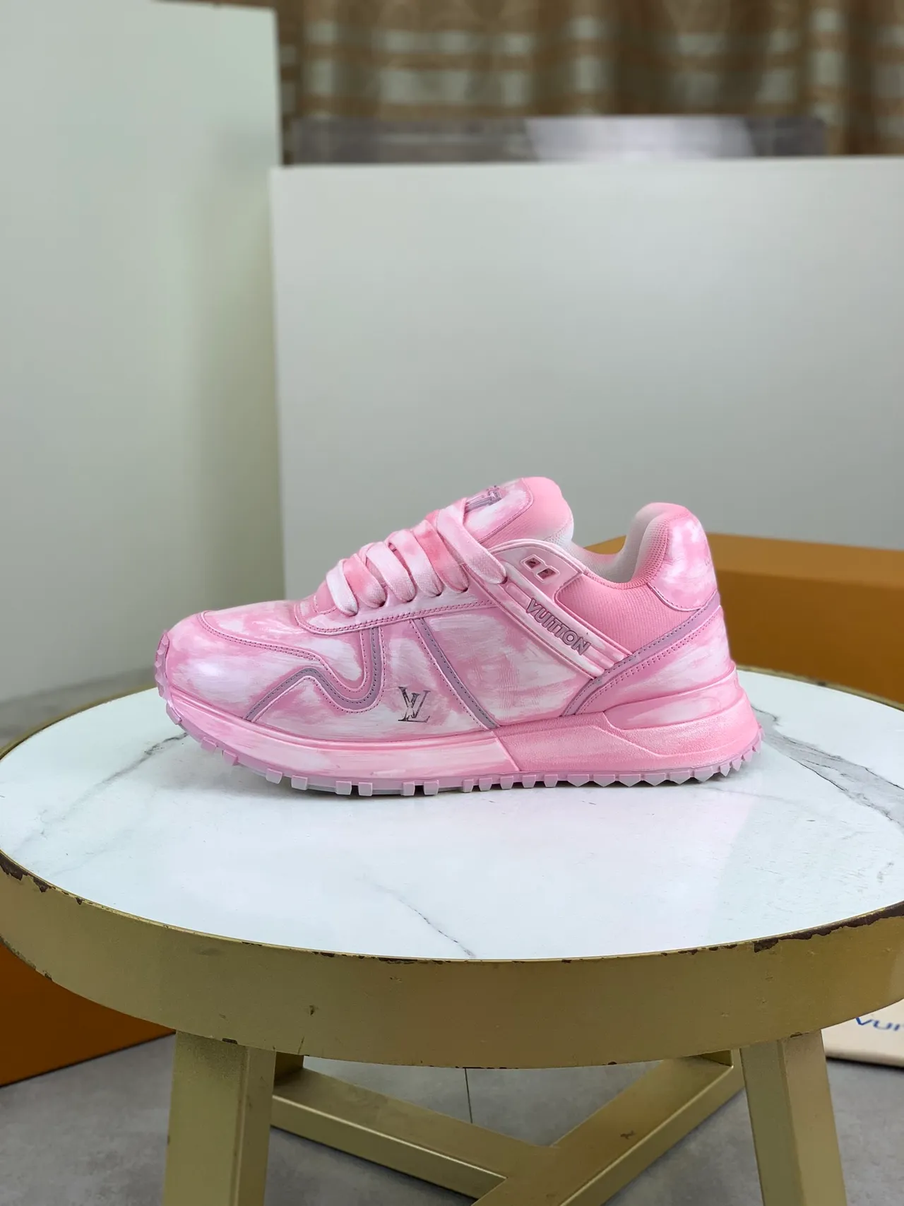 Louis Vuitton LV Trainer Pink White Marbled Sculpted Sole Lifestyle Sneakers