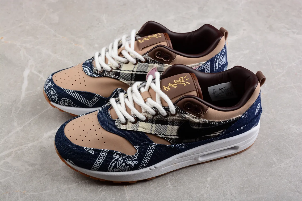 Nike Air Max 1 Denim Bandana Plaid Lifestyle Sneakers