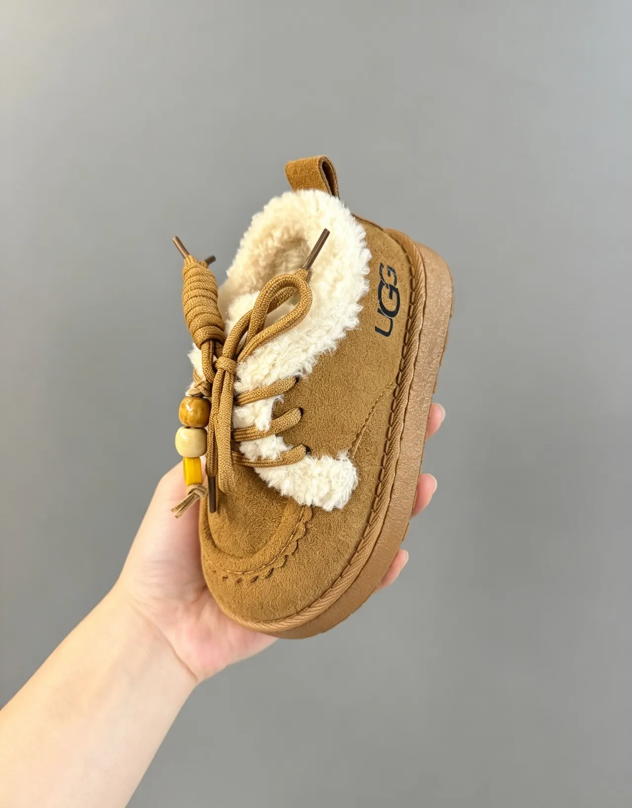 UGG Brown Beige Suede Upper Shearling Lining Snow Boots