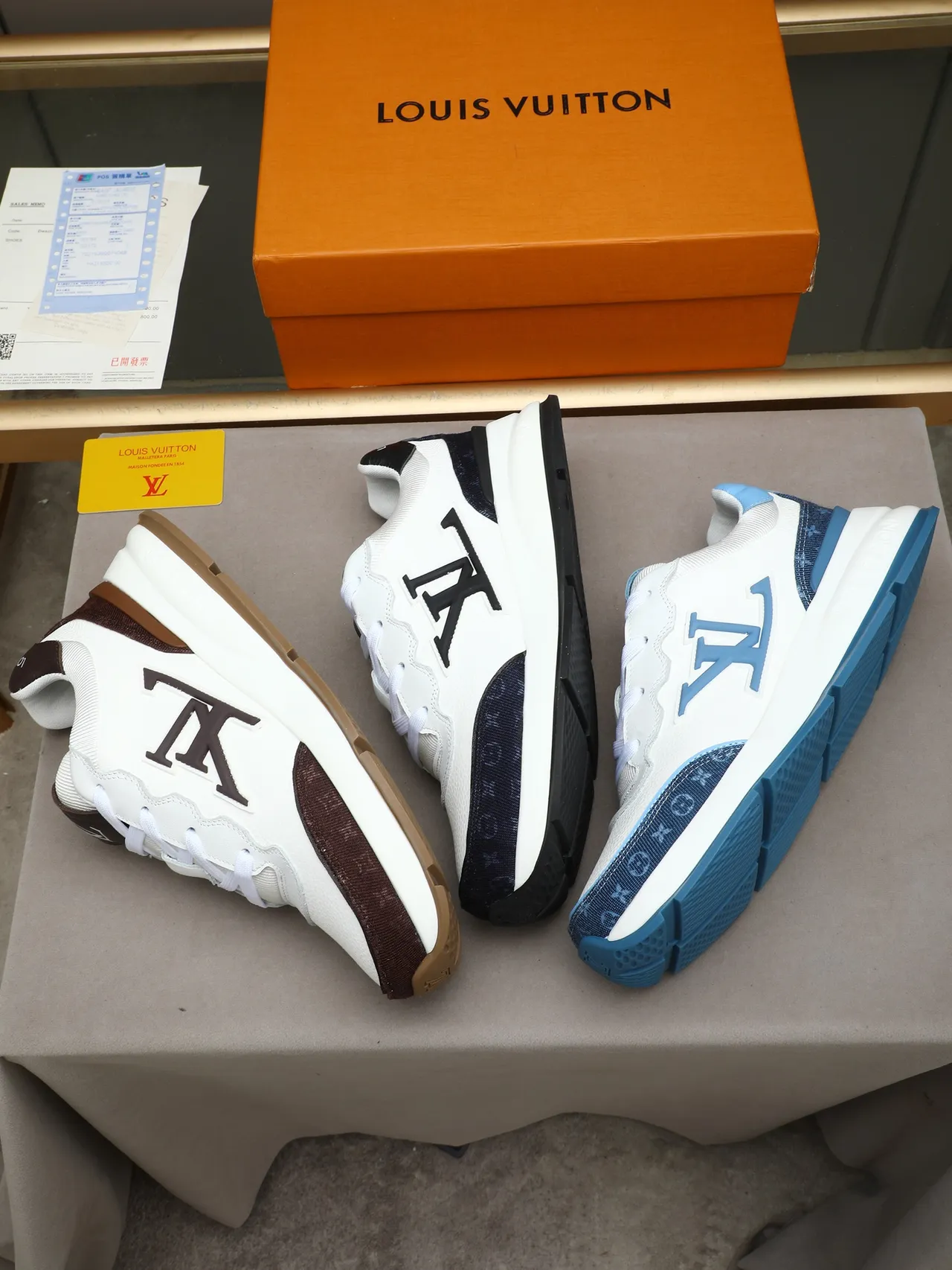 Louis Vuitton LV Trainer White Navy Chunky Platform Sole Oversized Monogram Logo Lifestyle Sneakers
