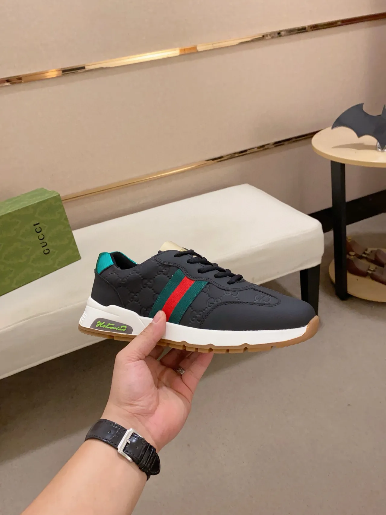 Gucci Screener Black Green Red Web Lifestyle Sneakers
