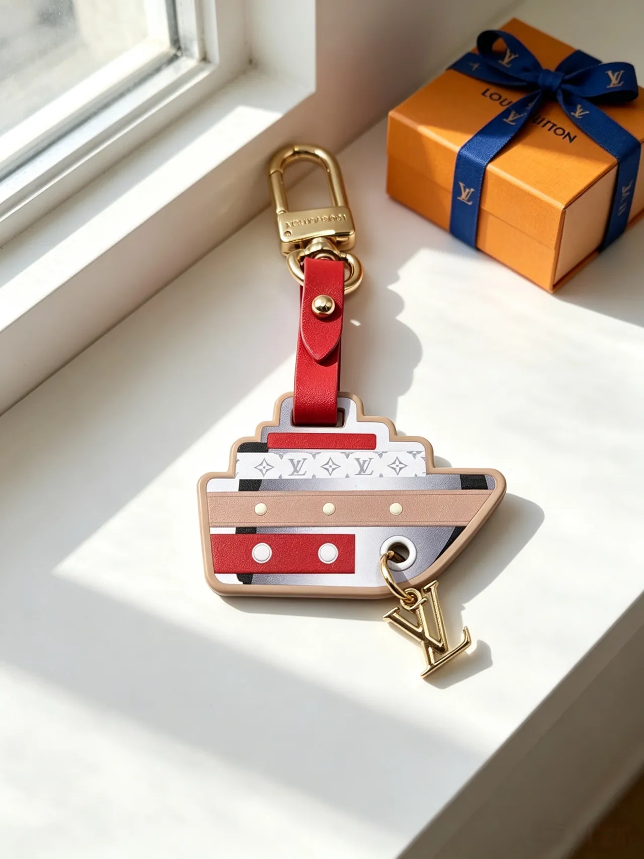 Louis Vuitton Beige Red Ship-Shaped Multi-Panel Phone Case