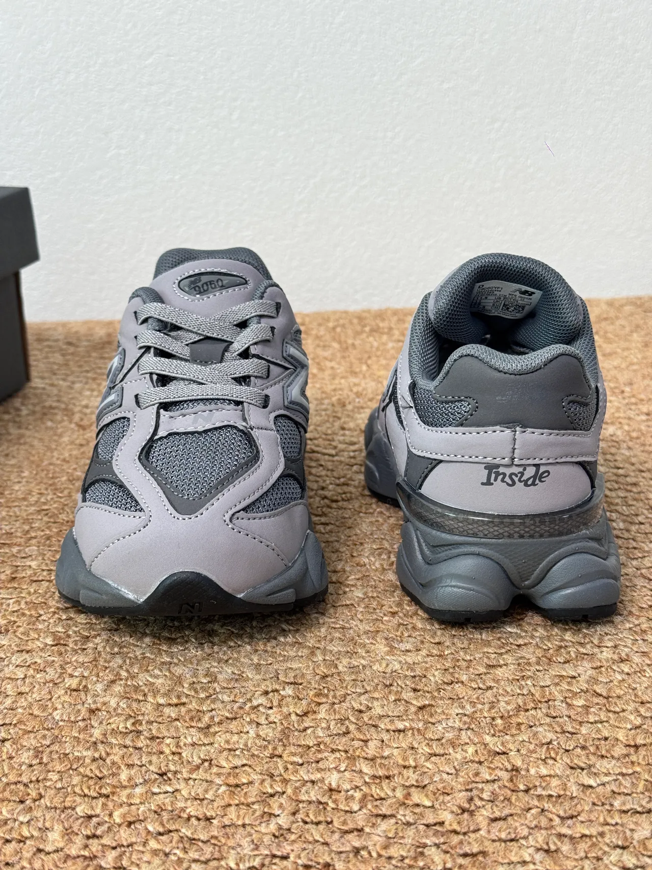 New Balance 9060 Gray Black Chunky Sneakers