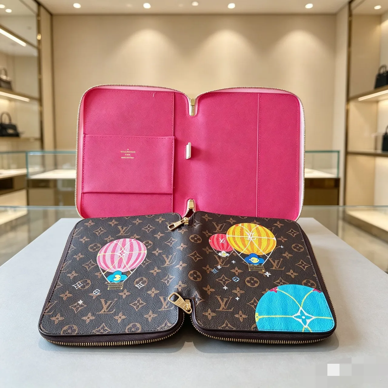 Louis Vuitton Brown Pink Zippered Rectangular Case Monogram Canvas Handbag