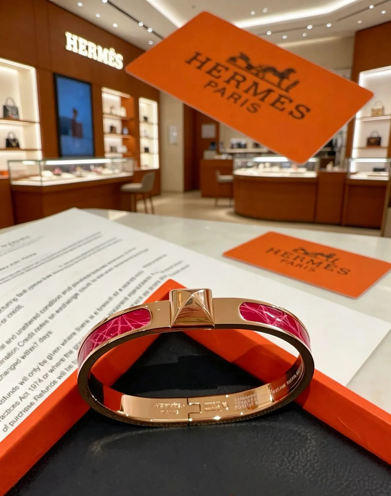 Hermès Pink Gold Metal H-Shaped Clasp Bracelet