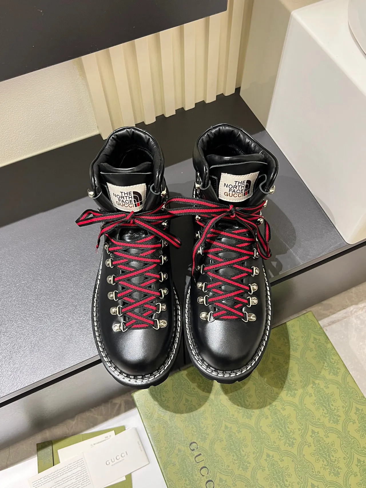 Gucci x The North Face Black Leather Hiking Boots