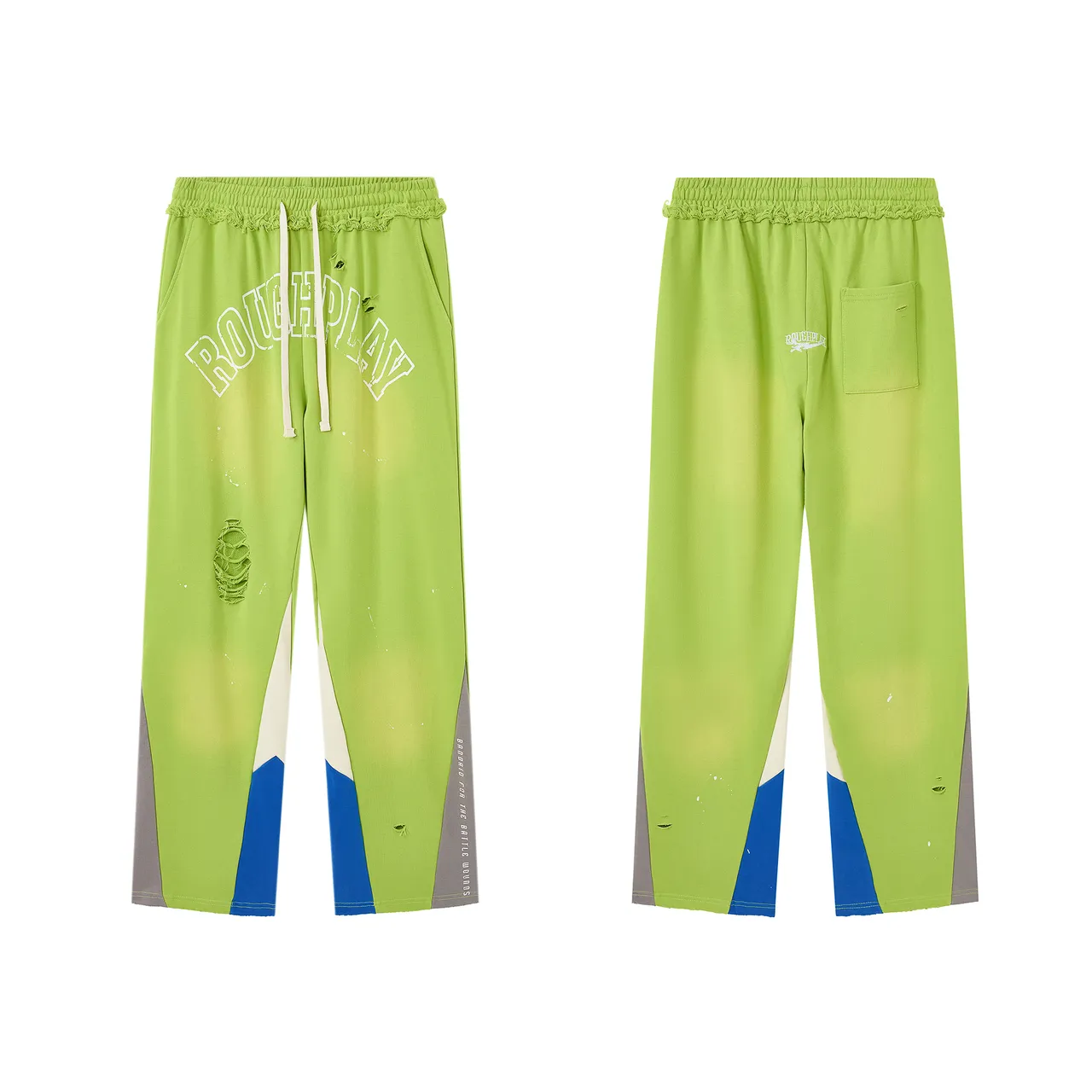 Roughplay Distressed Color-Blocked Sweatpants