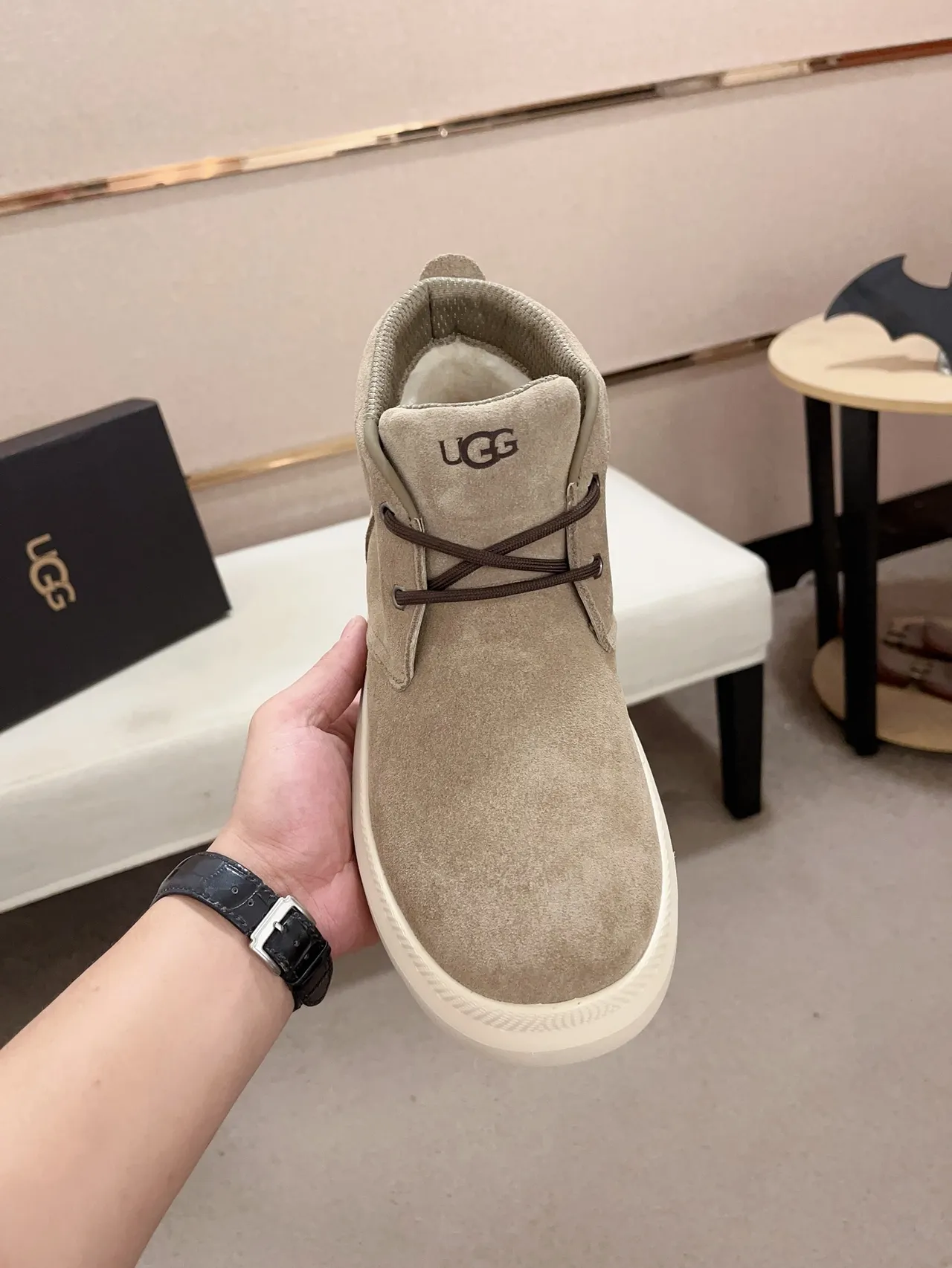 UGG Suede Platform Lace-Up Ankle Boot