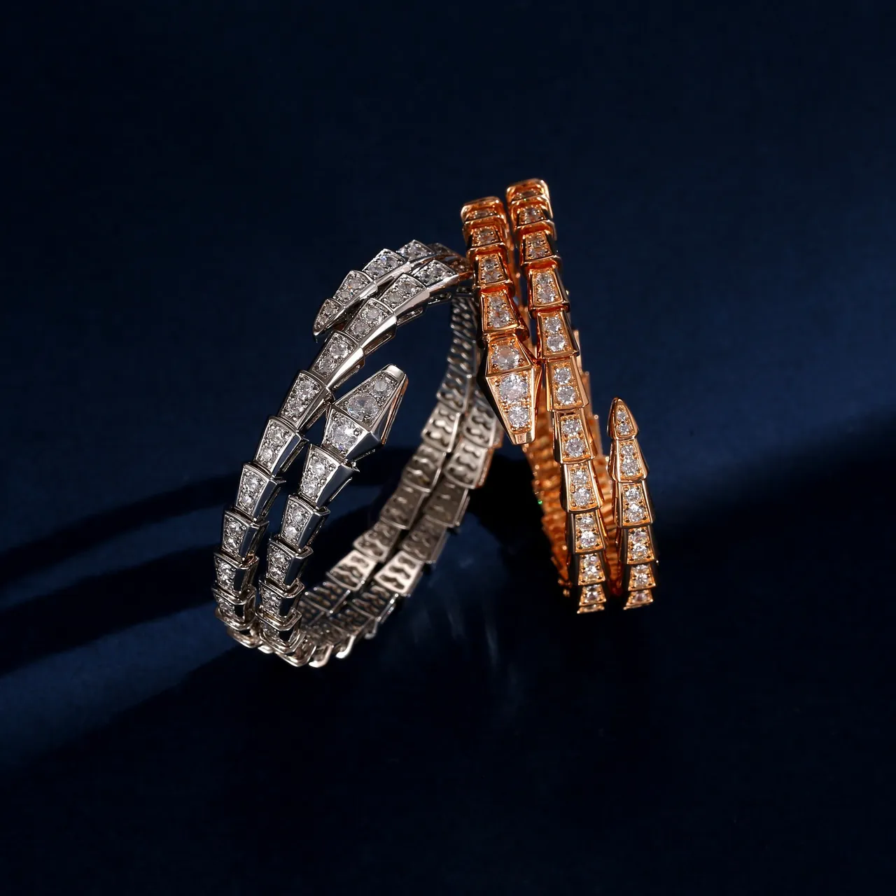 Bvlgari Gold Silver Coiled Serpentine Articulated Scale Motif Bracelet